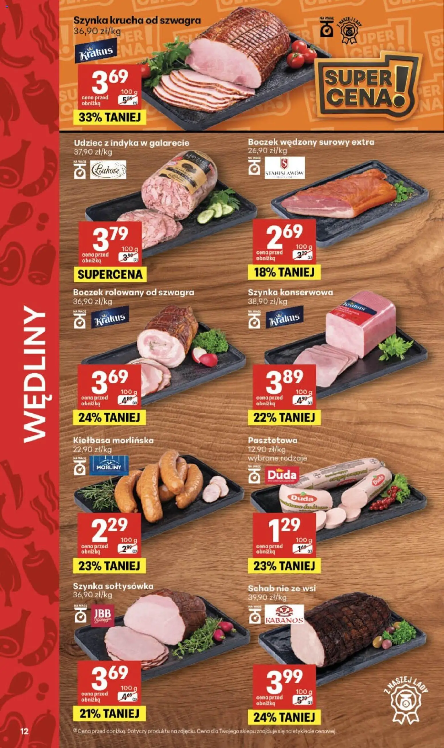 Delikatesy Centrum gazetka od 01.10.2026 | Strona: 12 | Produkty: Szynka konserwowa, Kabanos, Boczek, Wędliny