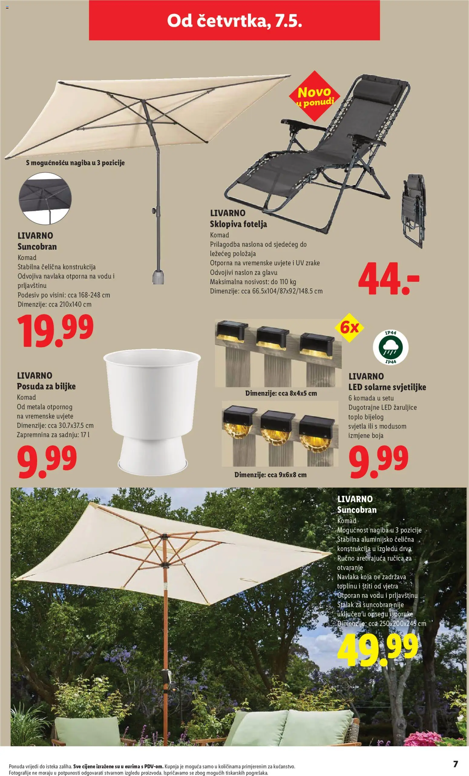 Lidl katalog | vrijedi od 11.05.2026 | Stranica: 7 | Proizvodi: Fotelja, Suncobran