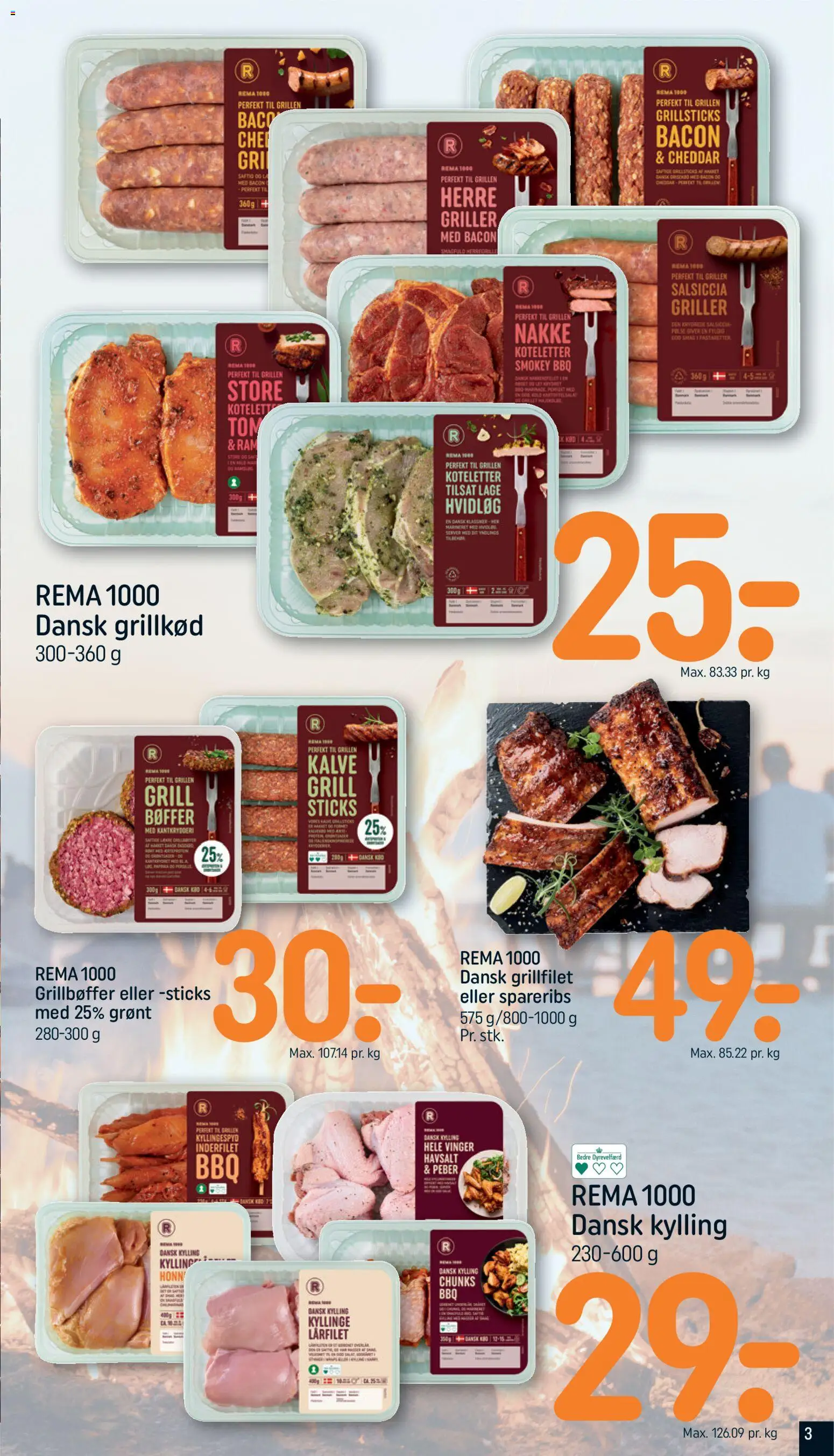 Rema 1000 tilbudsavis – gyldig fra 21.06.2026 | Side: 3 | Produkter: Cheddar, Koteletter, Hvidløg, Grill