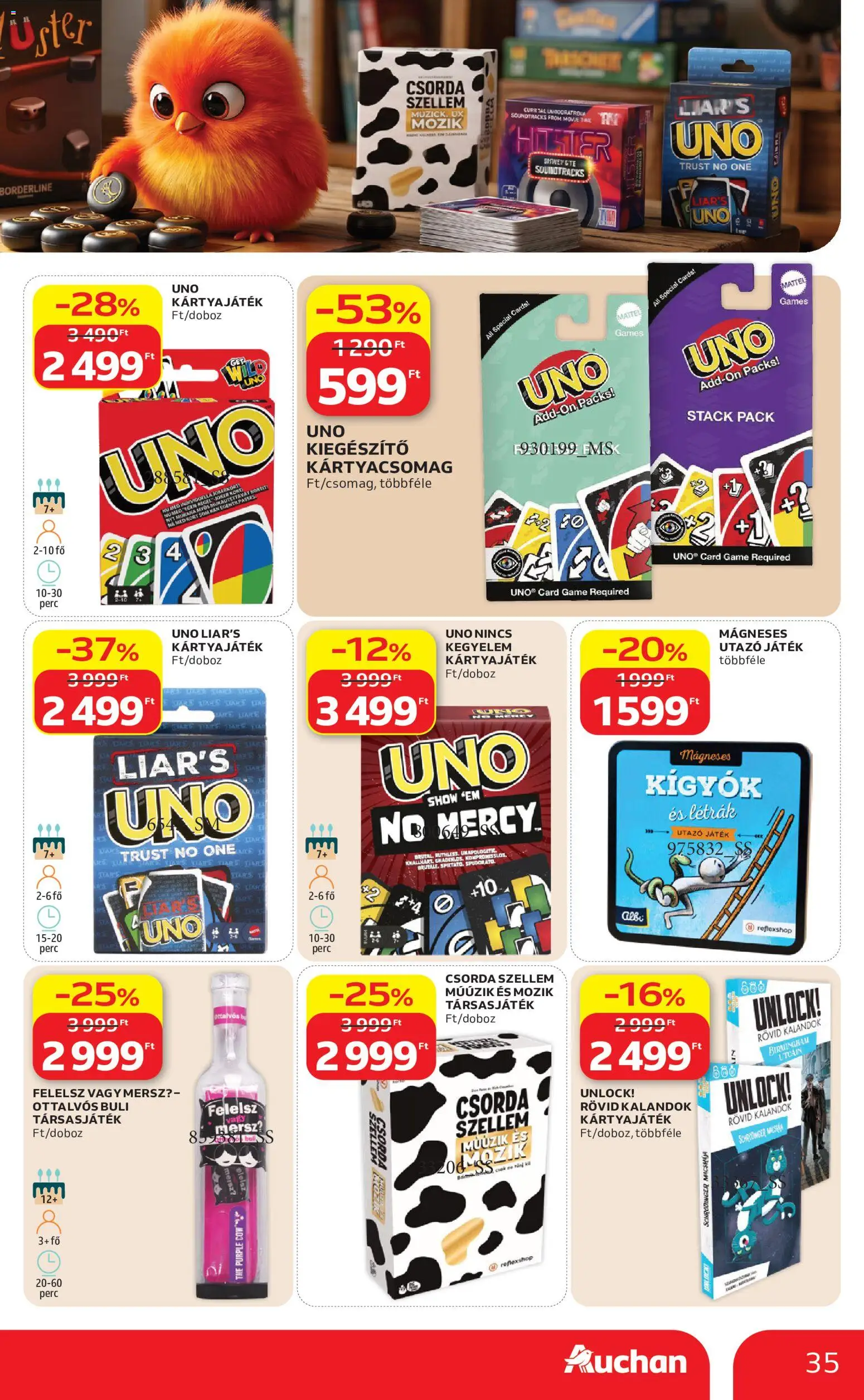 Auchan akciós ujság - amely érvényes a következő dátumtól: 2026.07.09. | Oldal: 35 | Termékek: Játék, Társasjáték