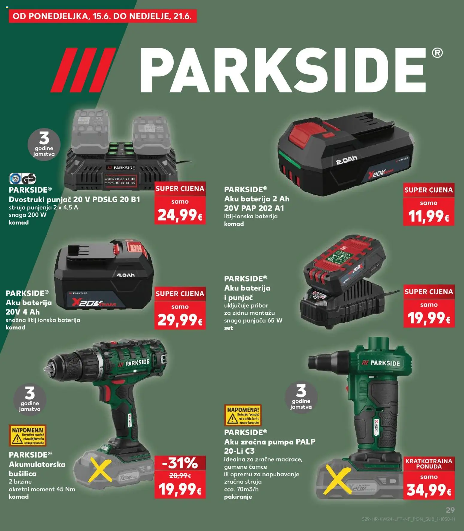 Kaufland katalog | vrijedi od 10.06.2026 | Stranica: 29 | Proizvodi: Baterija, Bušilica, Parkside
