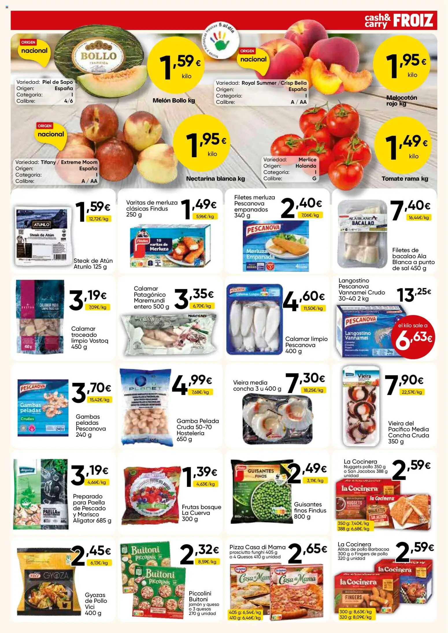 Froiz - Folleto Cash │ válido desde el 07/07/2026 | Página: 9 | Productos: Queso, Pizza, Melocotón rojo, Gamba