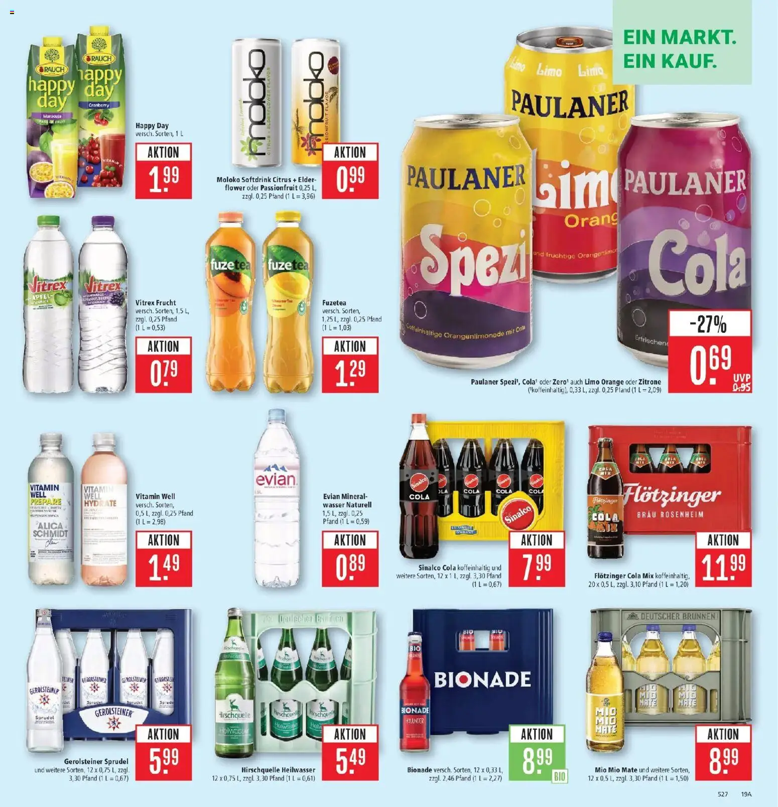 Marktkauf Prospekt Aschaffenburg (ab 24.08.2026) » Angebote online | Seite: 23 | Produkte: Mio mio mate, Bionade, Wasser, Paulaner