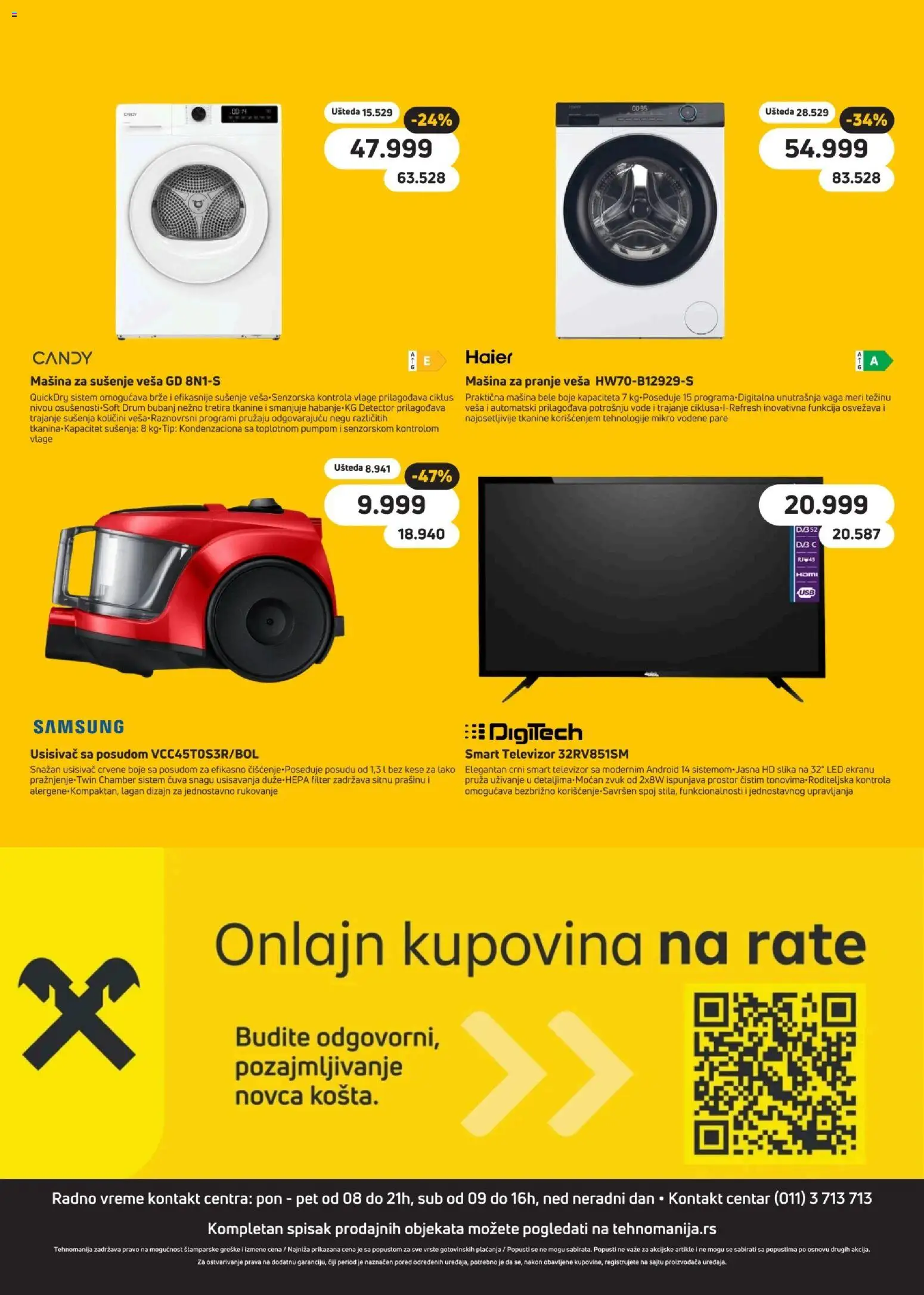 Tehnomanija katalog - važi od 10.10.2026 | Strana: 16 | Proizvode: Usisivač, Smart televizor, Televizor, Mašina za sušenje veša