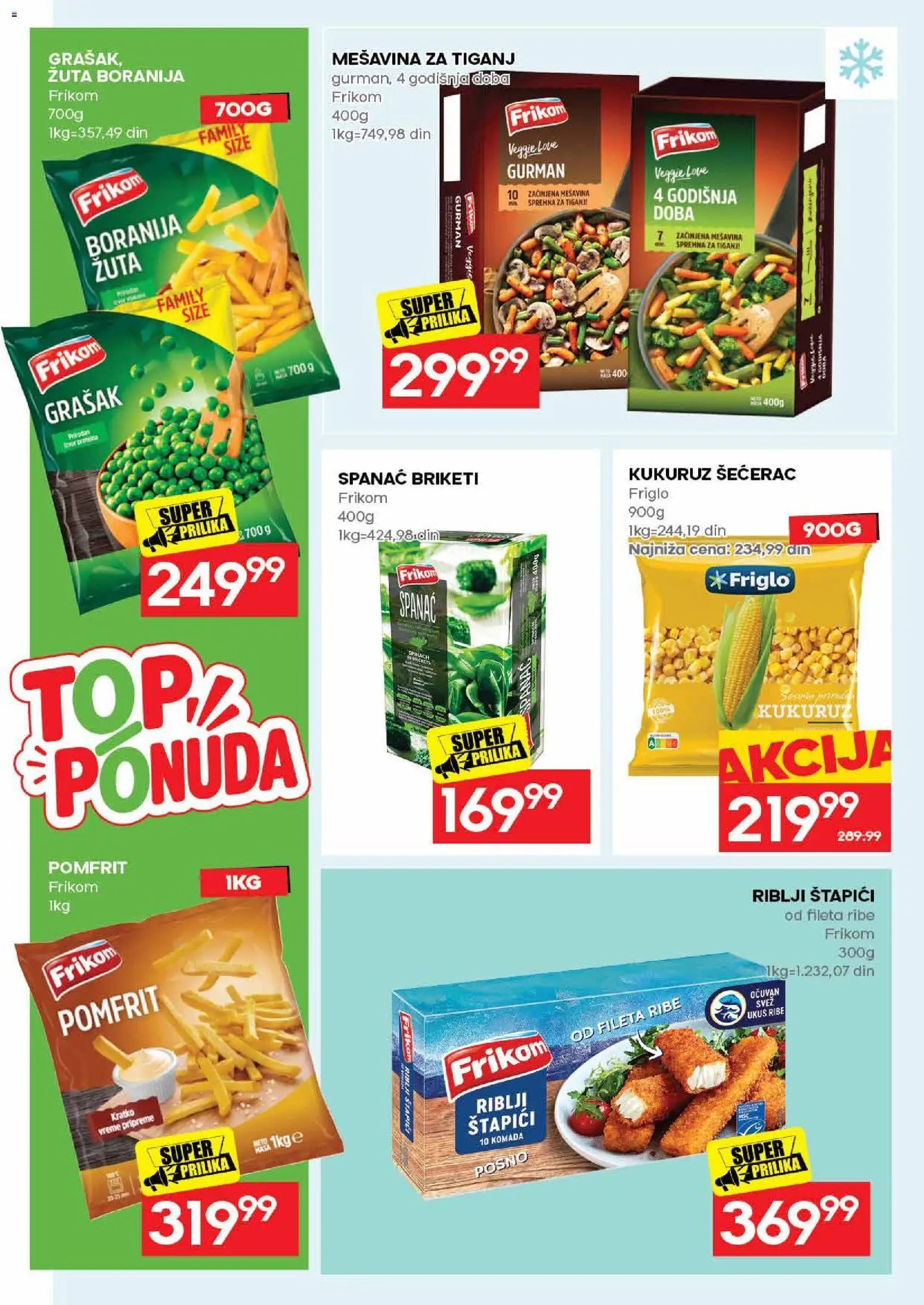 Idea katalog - važi od 17.08.2026 | Strana: 22 | Proizvode: Grašak, Kukuruz šećerac, Briketi, Tiganj