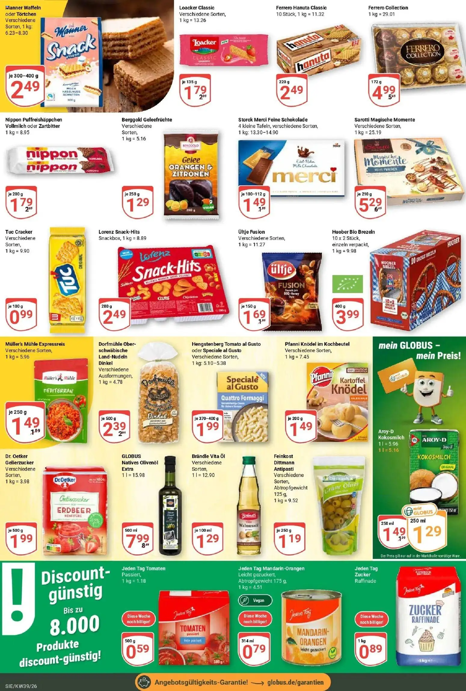 Globus Prospekt Siegen (ab 21.09.2026) » Angebote online | Seite: 21 | Produkte: Merci, Gelierzucker, Mühle, Tomaten