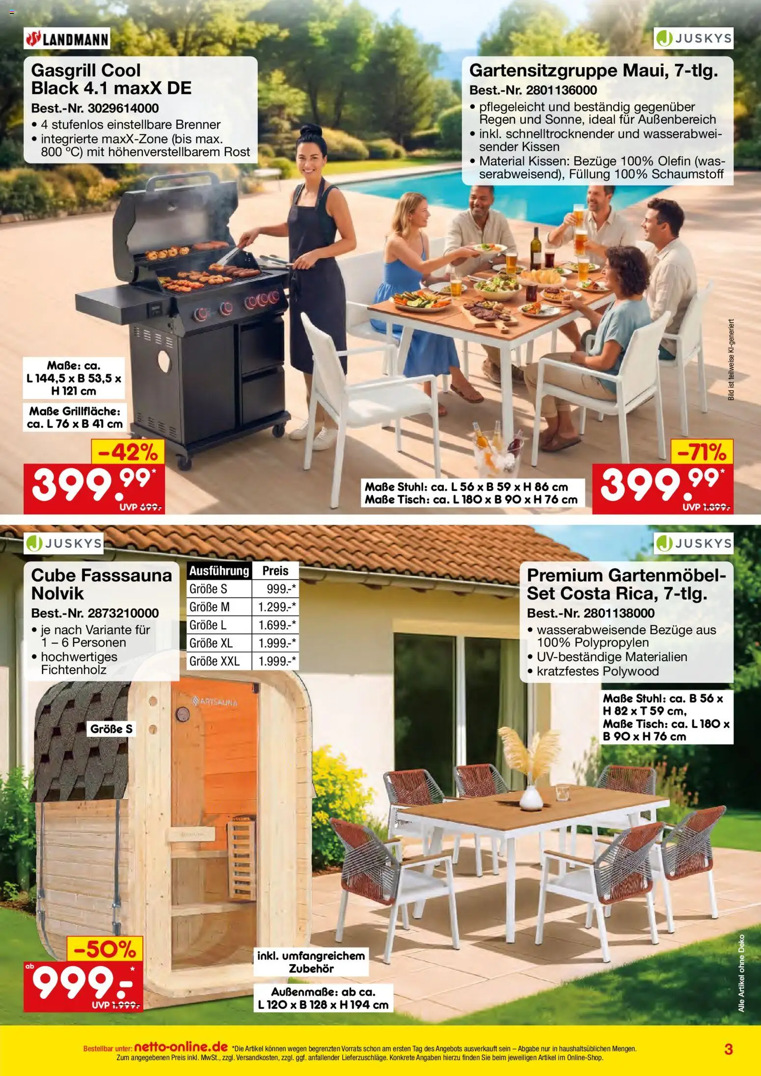 Netto Marken-Discount Online-Angebote August – gültig ab 01.08.2026 | Seite: 3 | Produkte: Kissen, Tisch, Stuhl, Gartenmöbel