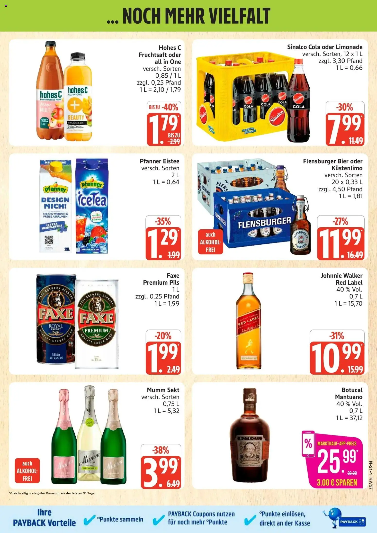 Marktkauf Prospekt Buxtehude (ab 07.09.2026) » Angebote online | Seite: 21 | Produkte: Bier, Flensburger, Saft, Fruchtsaft
