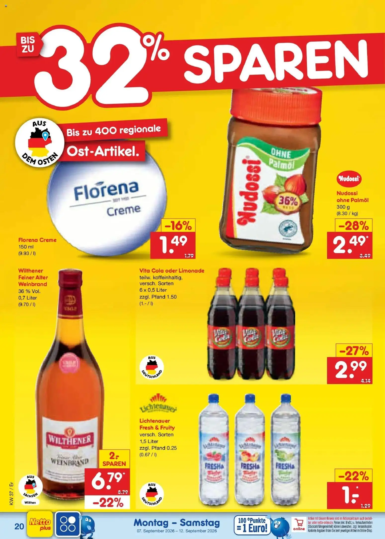 Netto Marken-Discount Prospekt Naumburg – gültig ab 07.09.2026 | Seite: 28 | Produkte: Wilthener, Limonade, Creme, Vita cola