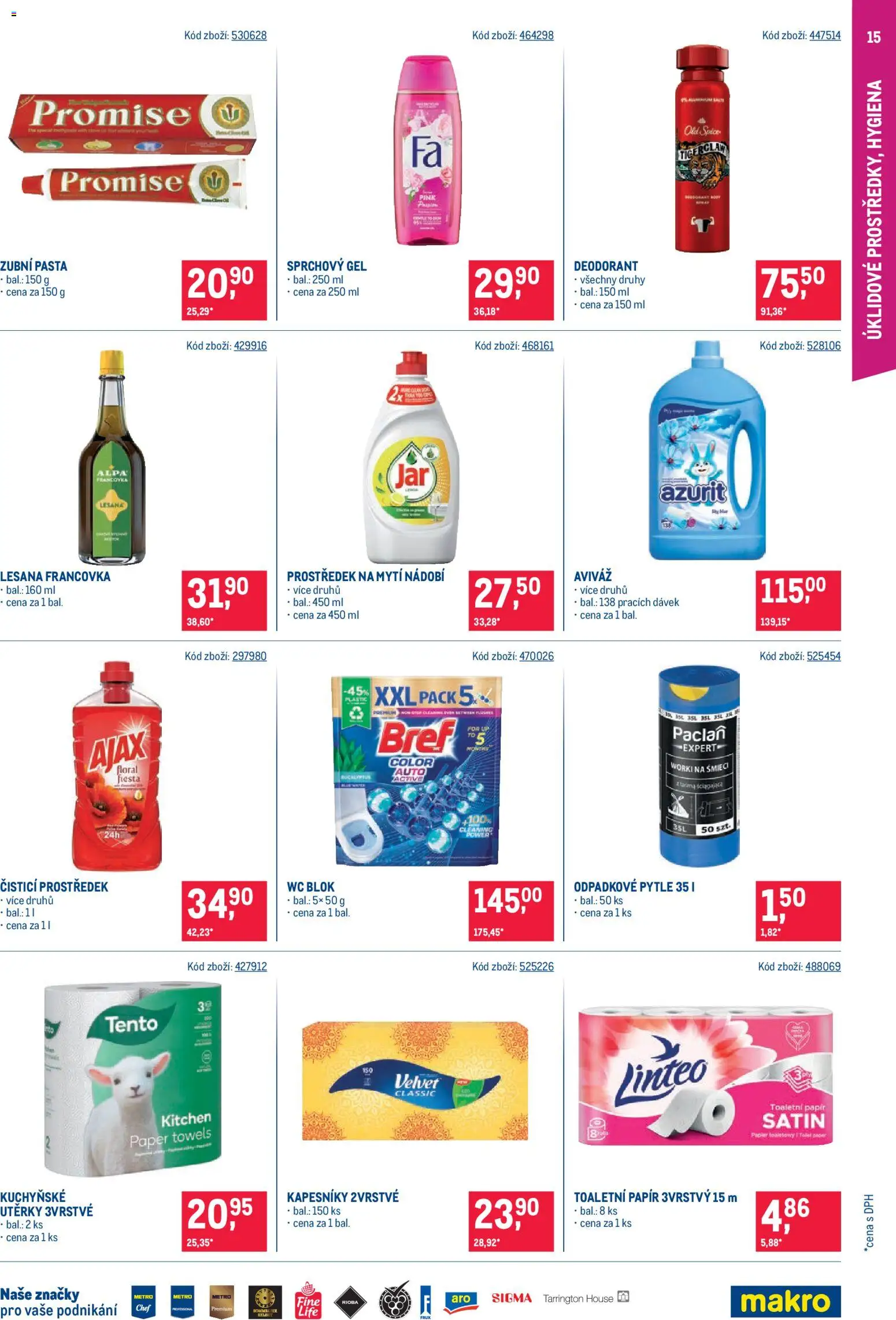 Makro leták - Maloobchod od 17.06.2026 | Strana: 15 | Produkty: Deodorant, Zubní pasta, Ajax, Blok