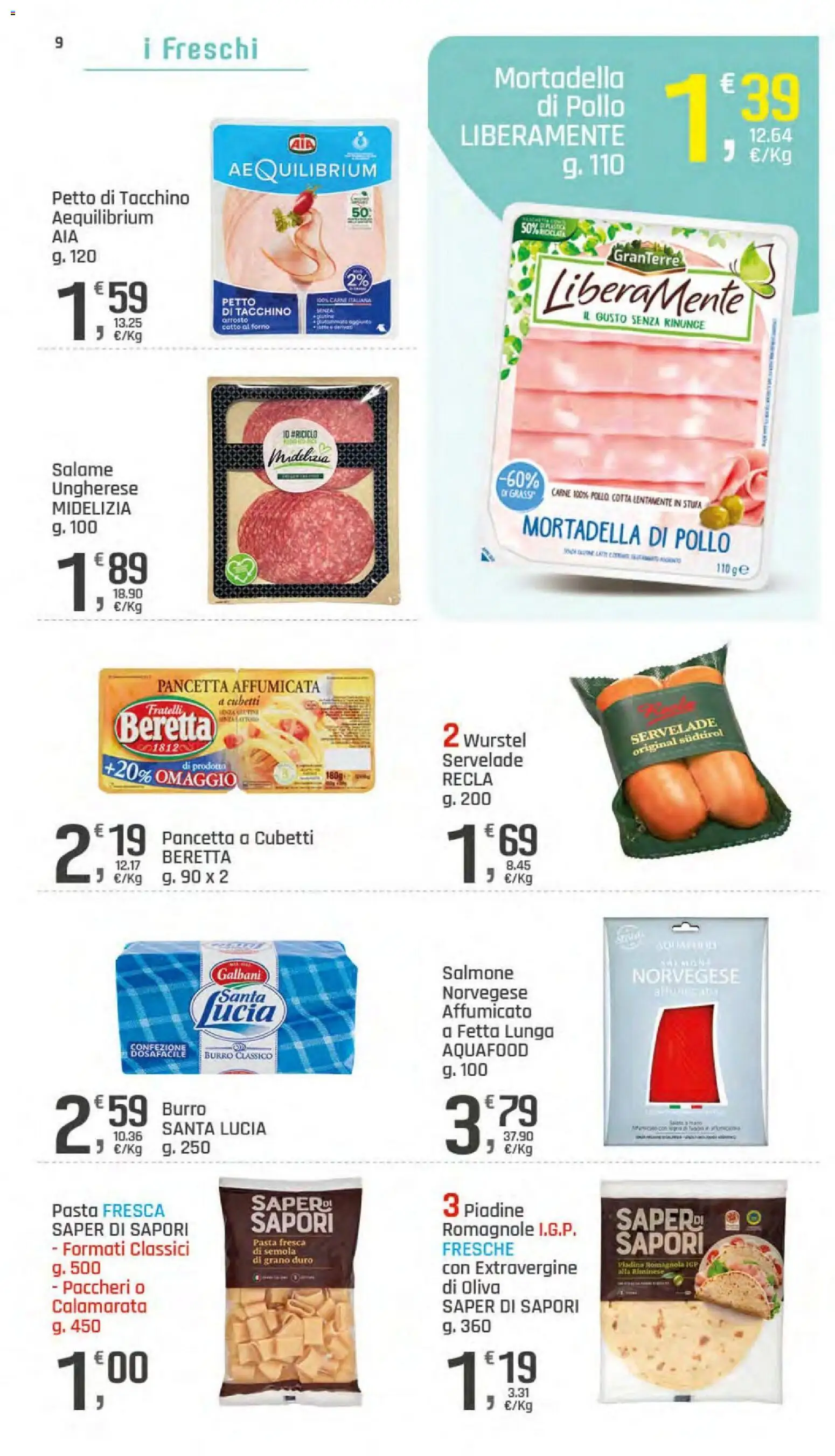 Volantino DOK del 23/07/2026 | Pagina: 9 | Prodotti: Salame, Pollo, Tacchino, Wurstel
