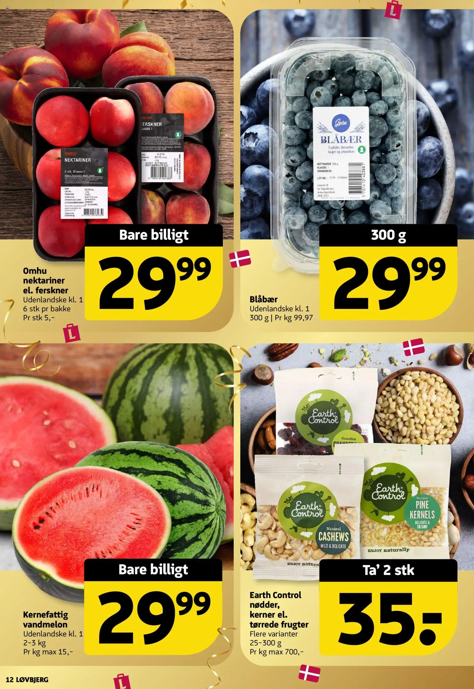 Løvbjerg tilbudsavis – gyldig fra 07/08/2026 | Side: 12 | Produkter: Blåbær, Ferskner, Kager, Nektariner