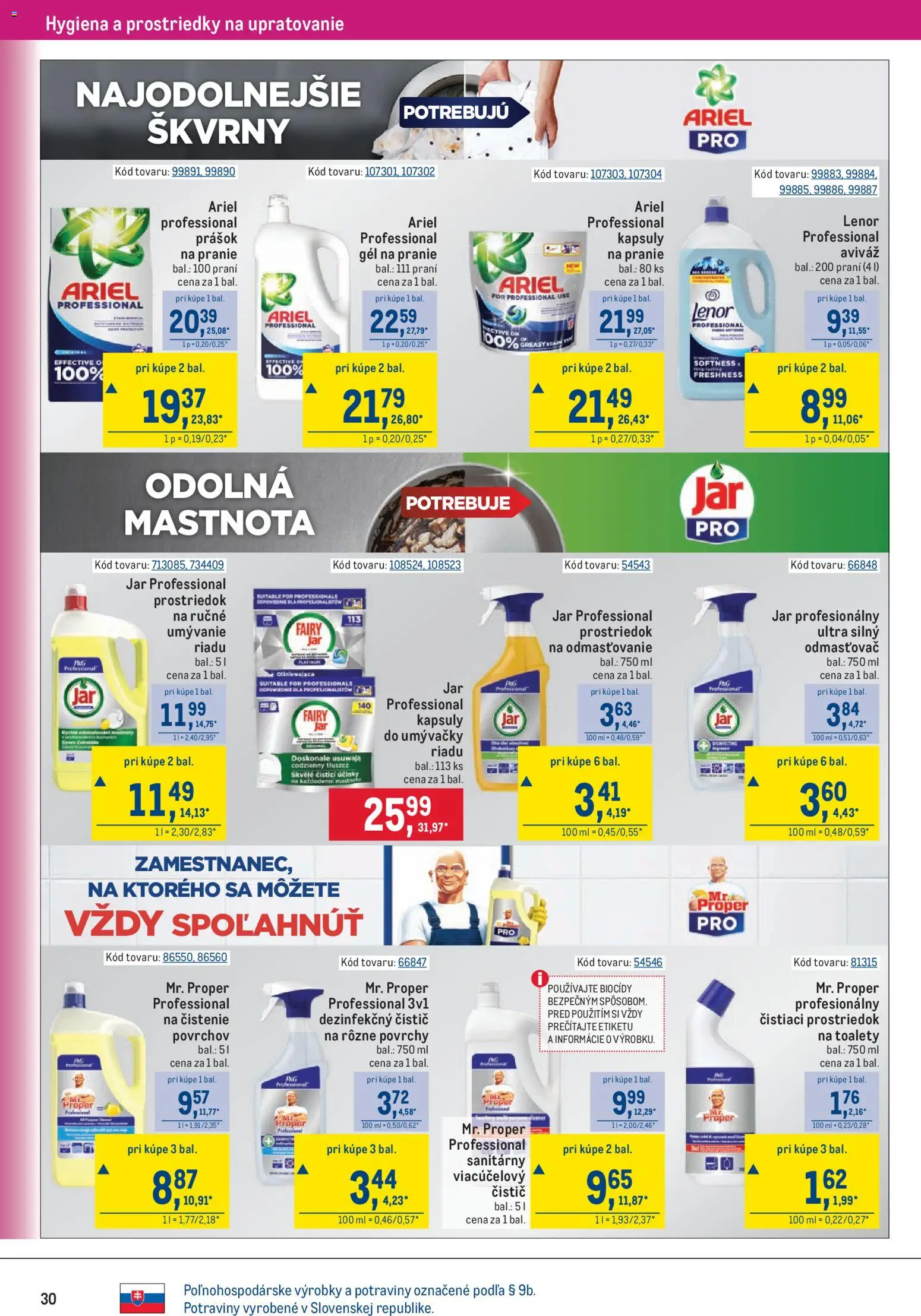 Nové Metro akcie – leták je platný od 09.09.2026 | Strana: 30 | Produkty: Aviváž, Ariel, Jar, Lenor