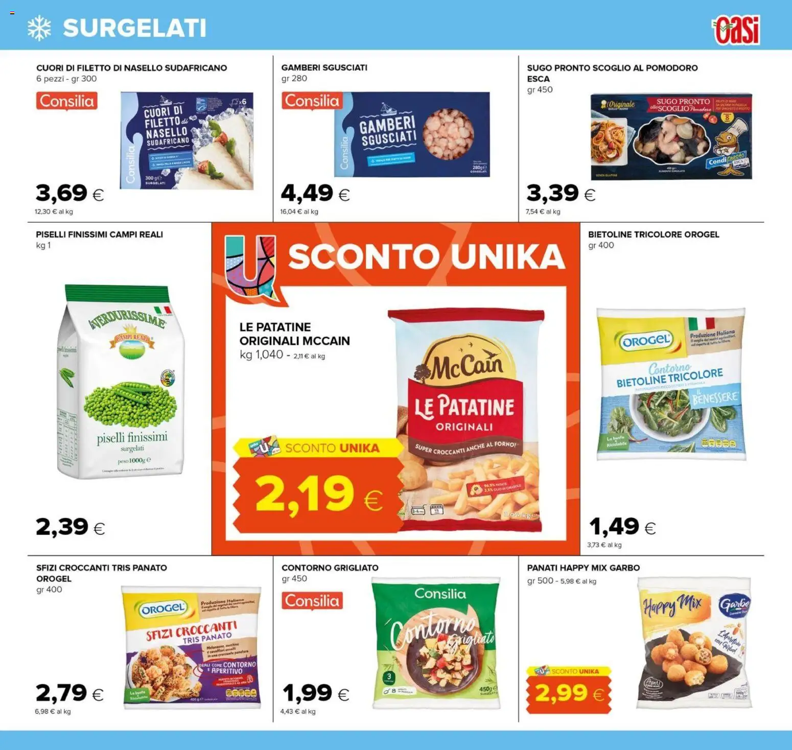 Volantino Oasi del 29/07/2026 | Pagina: 15 | Prodotti: Gamberi, Patatine, Piselli, Aperitivo