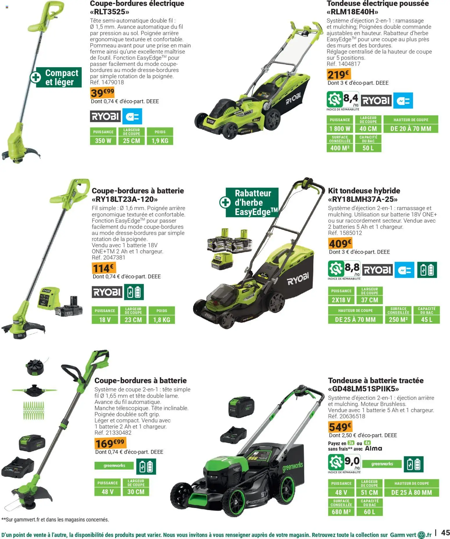 {H1} | Page: 45 | Produits: Poids, Tondeuse, Prise, Batterie