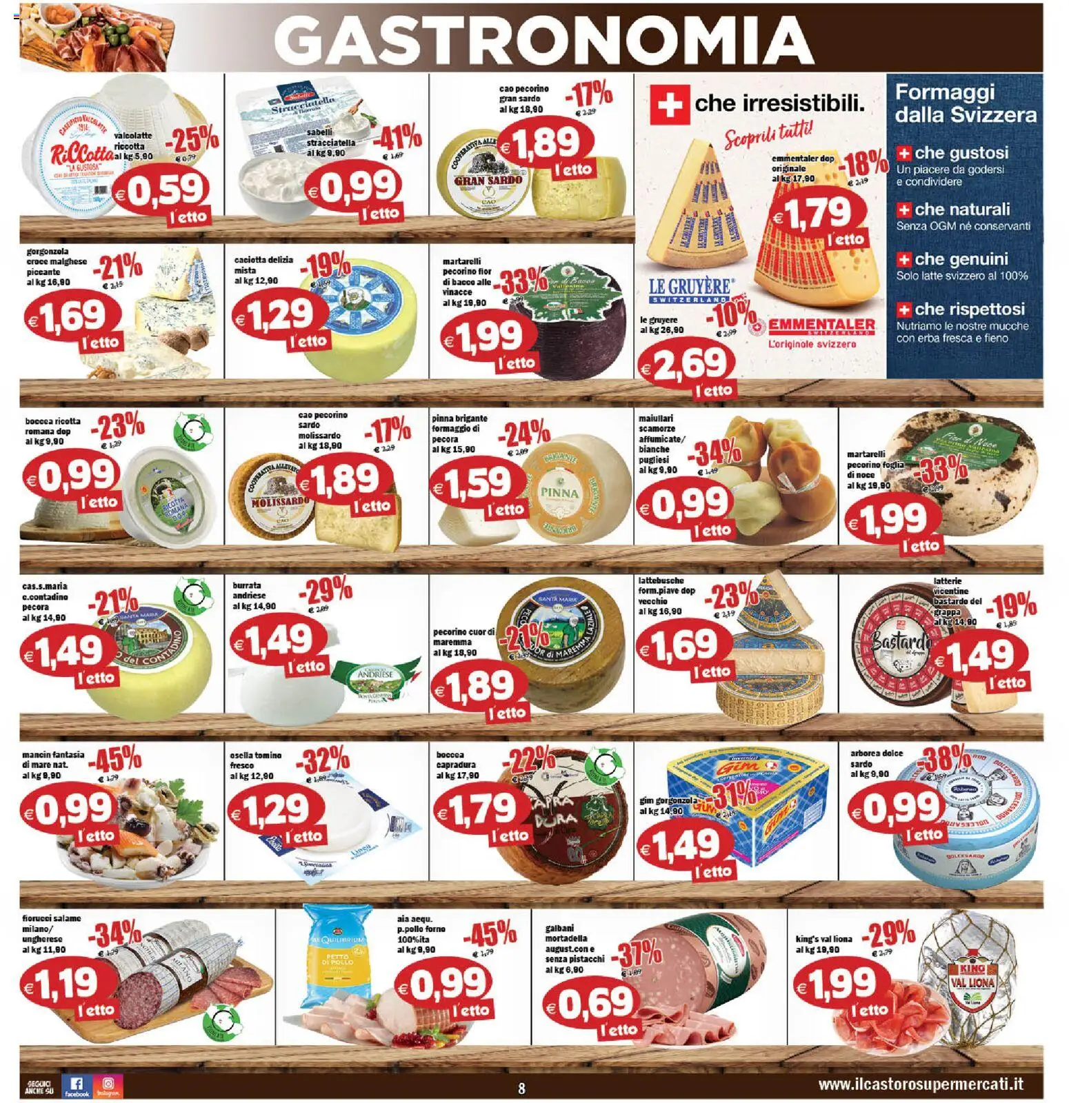 Volantino Il Castoro del 10.06.2026 | Pagina: 8 | Prodotti: Pollo, Formaggio, Gorgonzola, Tomino