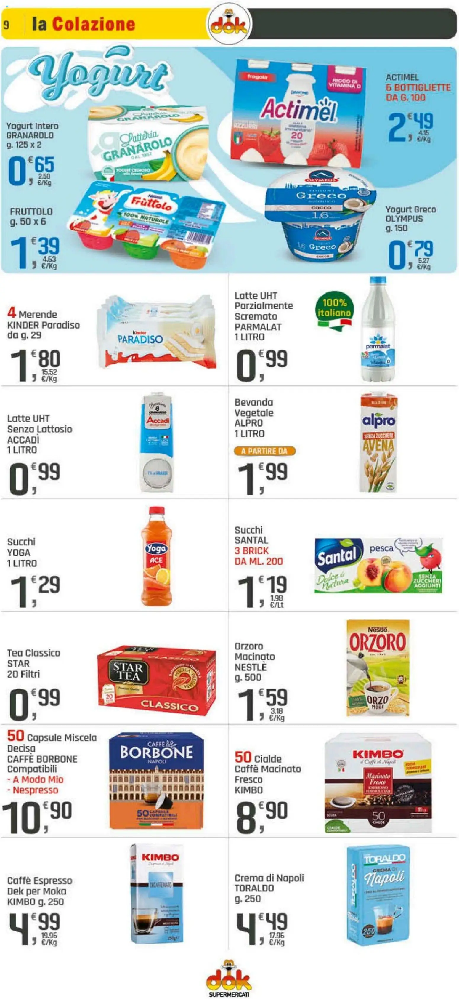 Volantino DOK del 10.04.2026 | Pagina: 9 | Prodotti: Yogurt greco, Crema, Latte, Cocco