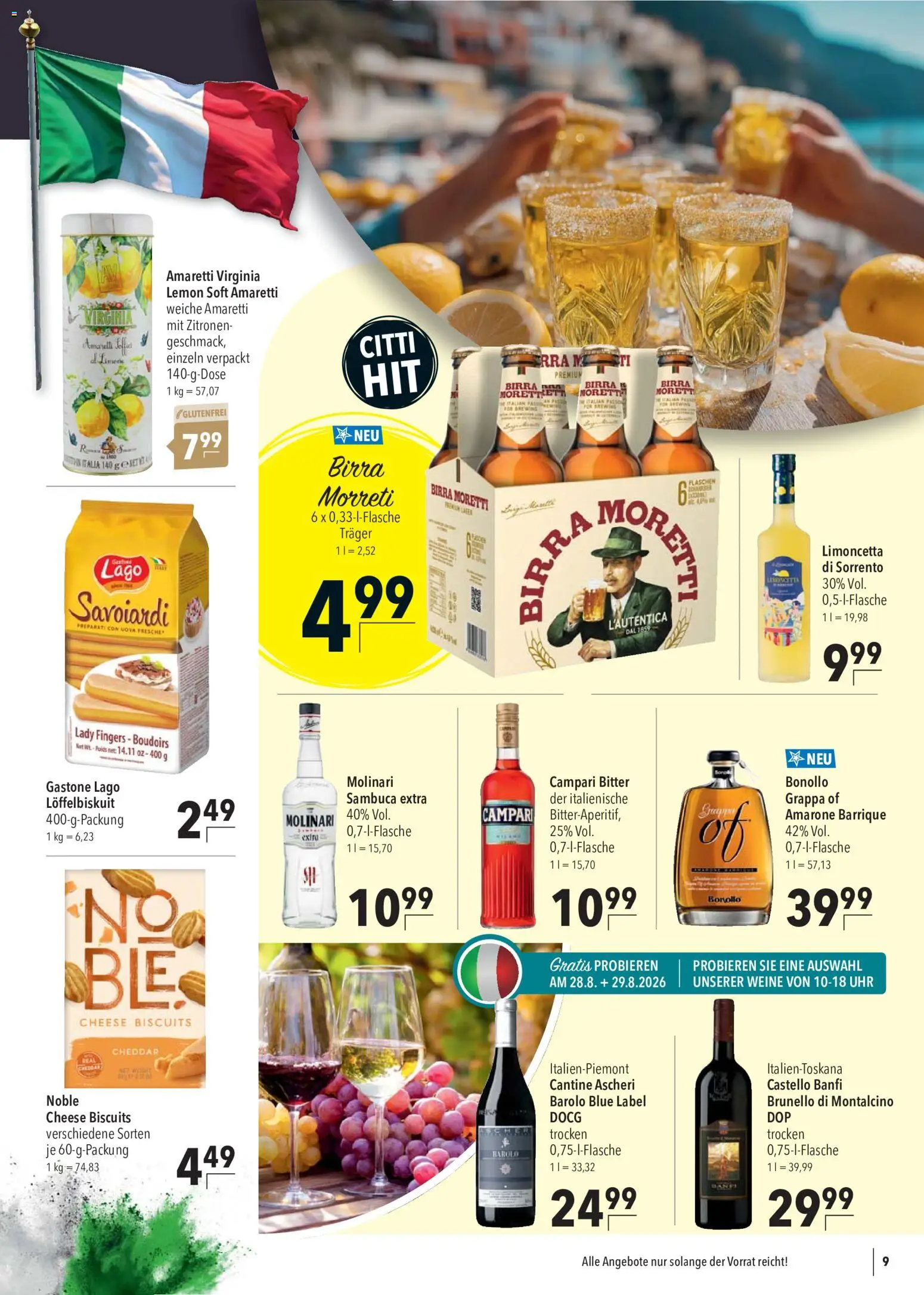 CITTI Markt Prospekt – gültig ab 26.08.2026 | Seite: 9 | Produkte: Campari, Sambuca, Uhr, Zitronen