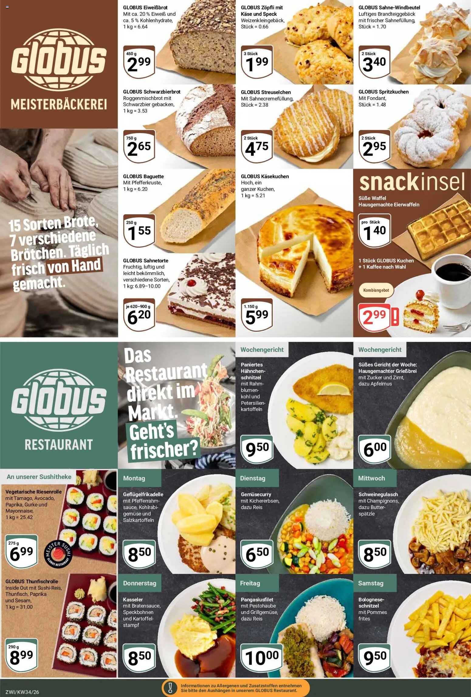 Globus Prospekt Zwickau – gültig ab 17.08.2026 | Seite: 10 | Produkte: Hahnchen, Kohlrabi, Gemüse, Kuchen
