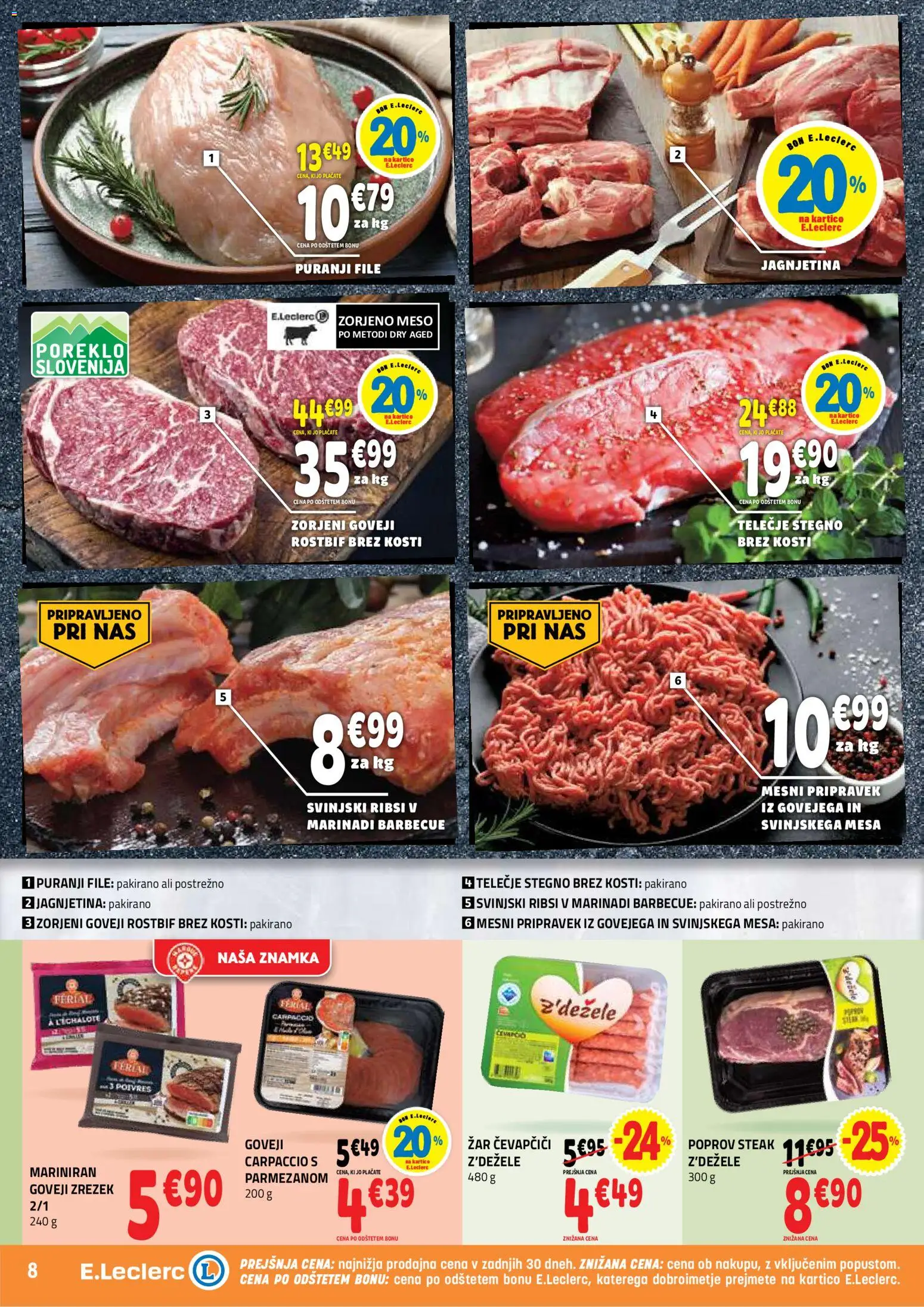 Novi E.leclerc katalog ponudbe – veljaven od 01.07.2026 | Stran: 8 | Izdelki: Čevapčiči, Zar