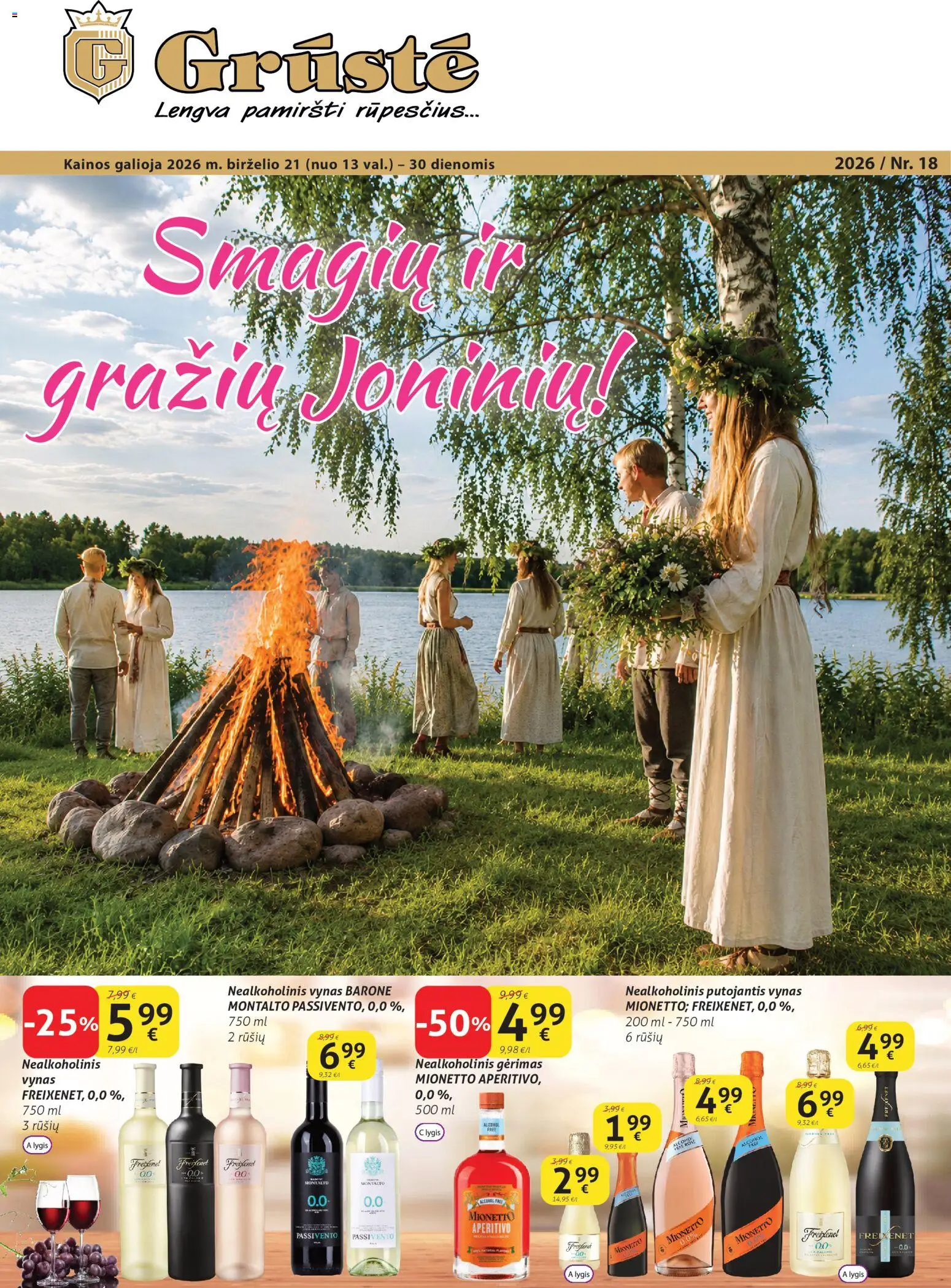 GRUSTE akcijos nuo 2026.06.21 | Puslapis: 1 | Prekių: Nealkoholinis vynas, Vynas