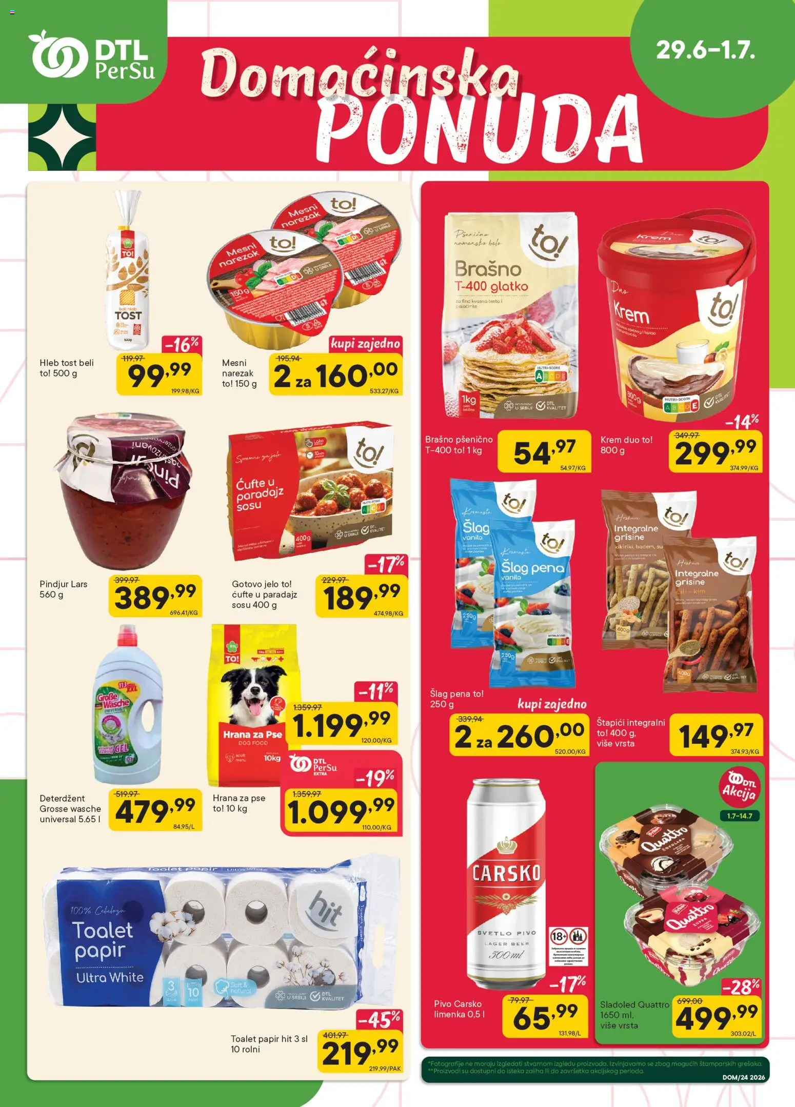 PerSu katalog - važi od 29.06.2026 | Strana: 1 | Proizvode: Deterdžent, Hleb, Paradajz, Mesni narezak