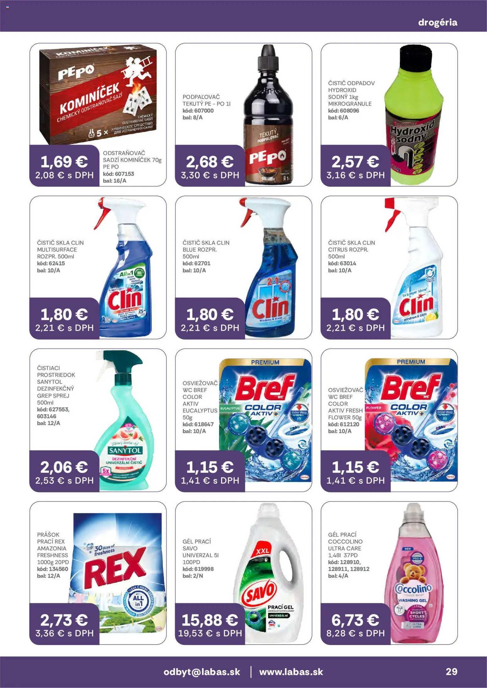 Nové Labaš akcie – leták je platný od 23.10.2026 | Strana: 29 | Produkty: Wc, Sanytol, Savo, Coccolino