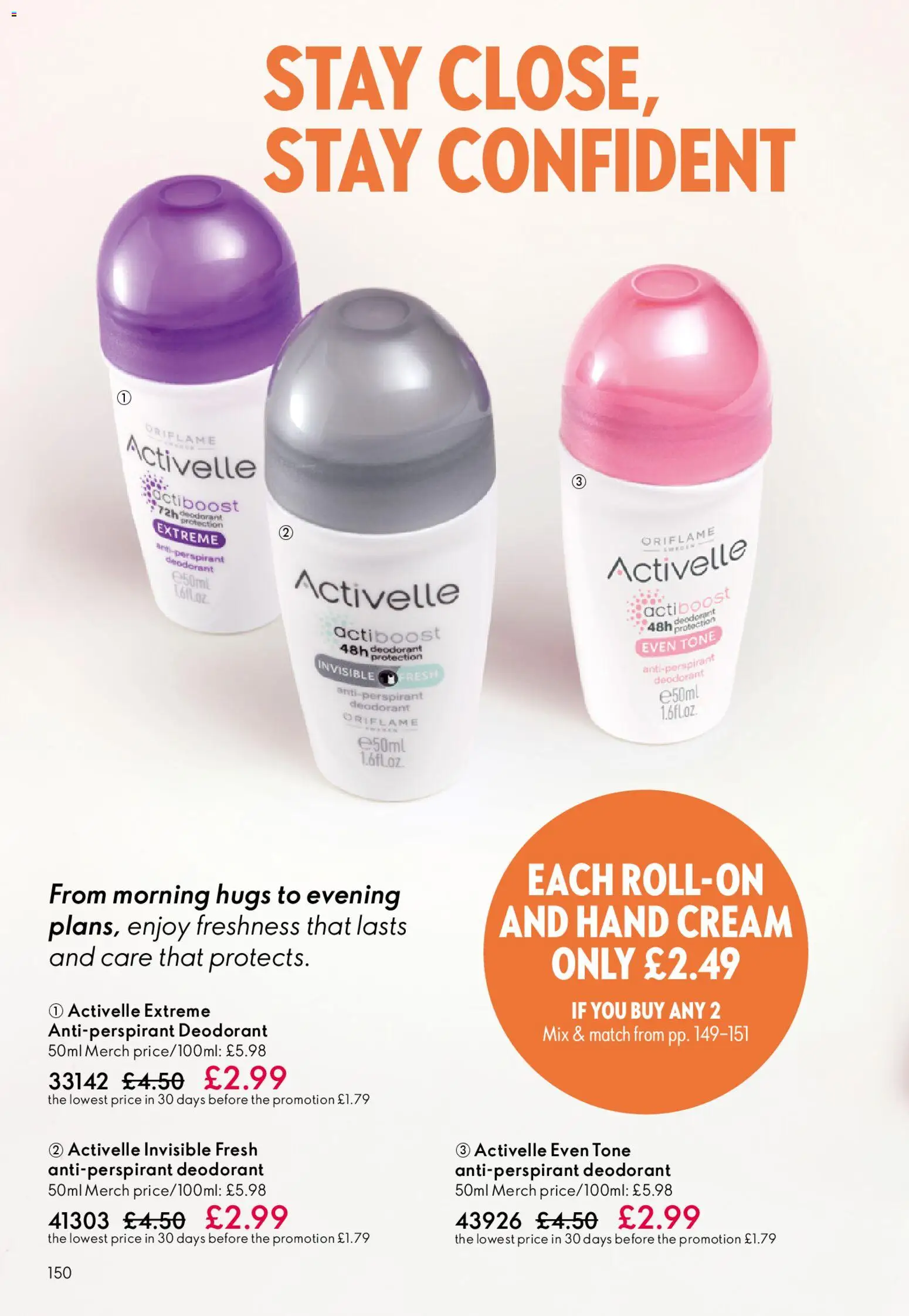 {H1} | Page: 150 | Products: Hand cream, Deodorant, Antiperspirant, Cream