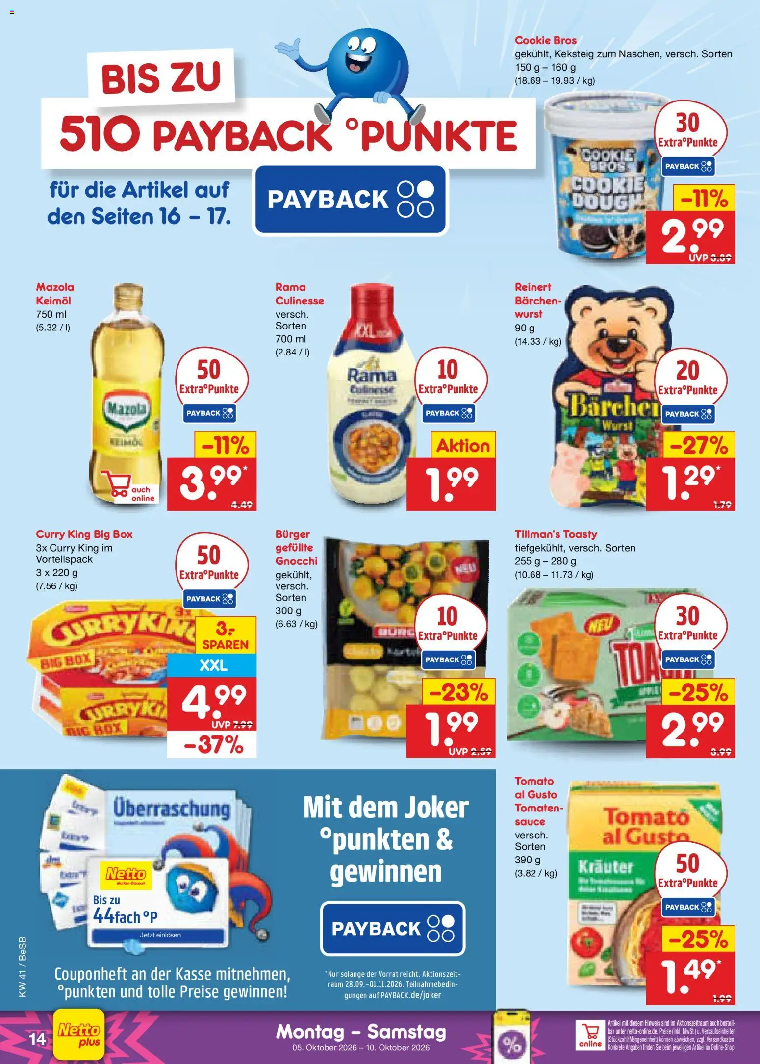 Netto Marken-Discount Prospekt – gültig ab 05.10.2026 | Seite: 14 | Produkte: Rama, Box, Tomaten, Wurst