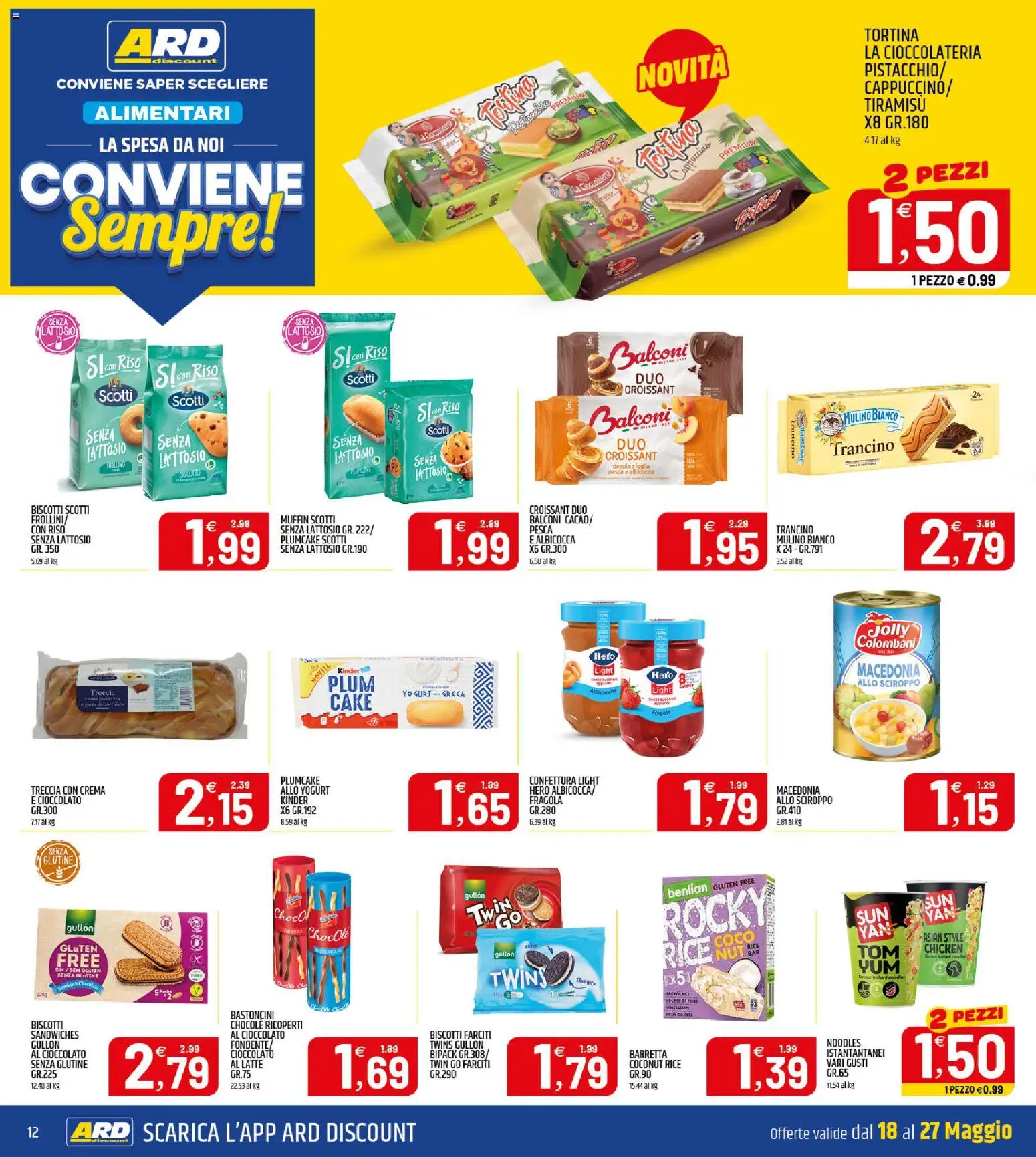 Volantino ARD Discount del 18.05.2026 | Pagina: 12 | Prodotti: Yogurt, Cioccolato, Muffin, Albicocche