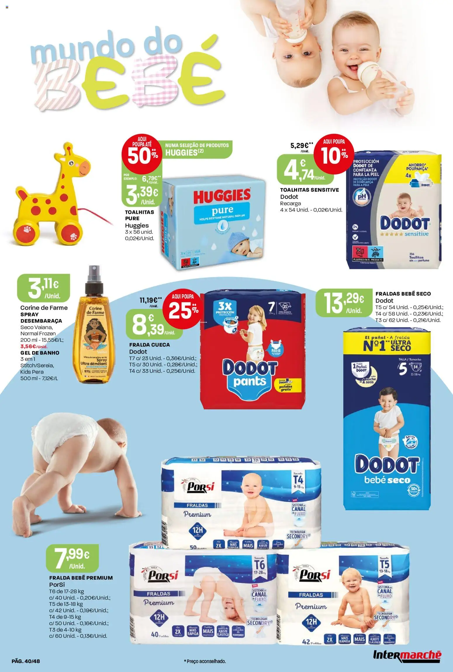 Intermarché folheto │ válido de 21.05.2026 | Página: 40 | Produtos: Fraldas, Perfume, Gel de banho, Banho