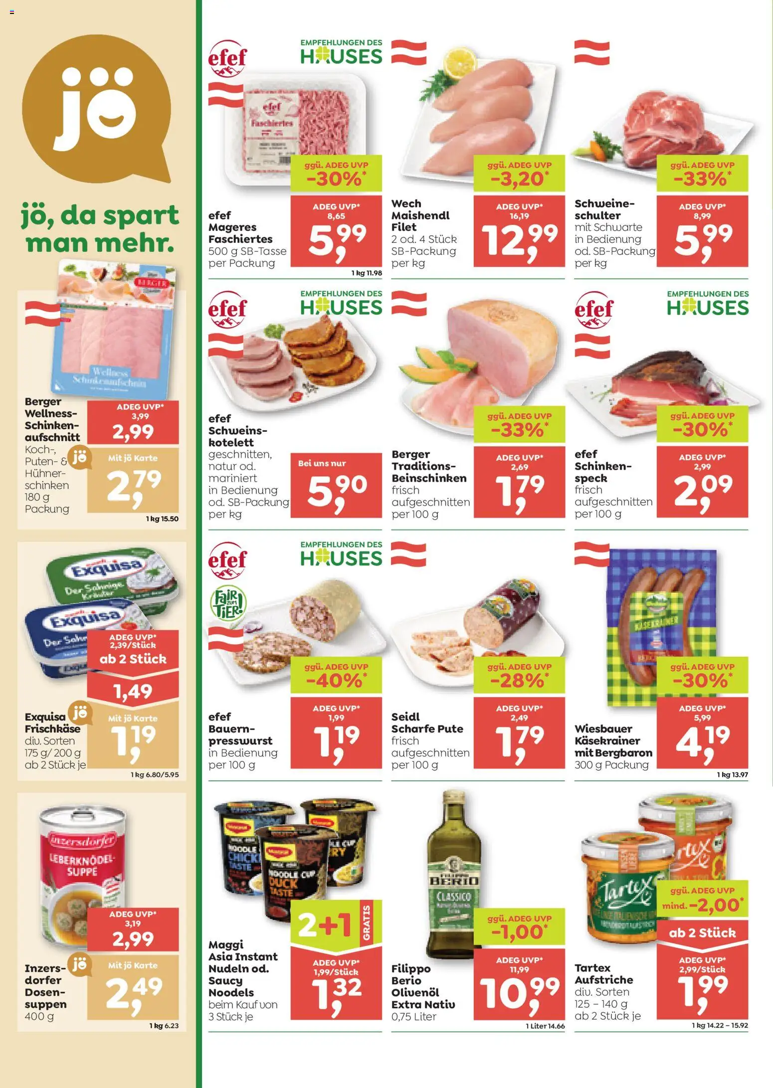 ADEG Flugblatt gültig ab 20.08.2026 | Seite: 4 | Produkte: Speck, Schinken, Nudeln