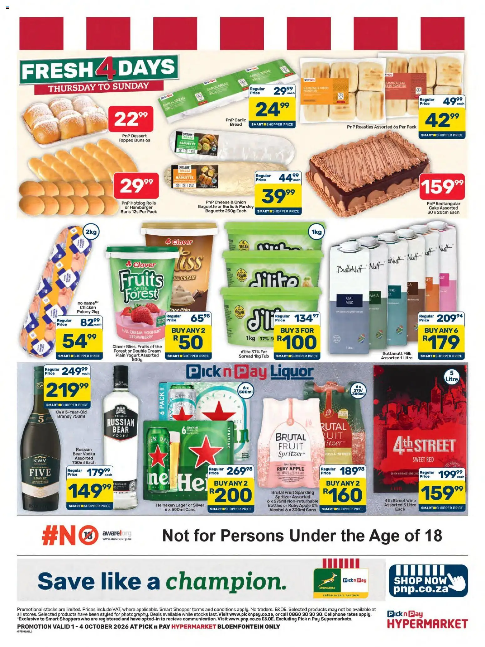 New Pick n Pay catalogue – valid from 01/10/2026 | Page: 2 | Products: Dessert, Wine, Cream, Garlic