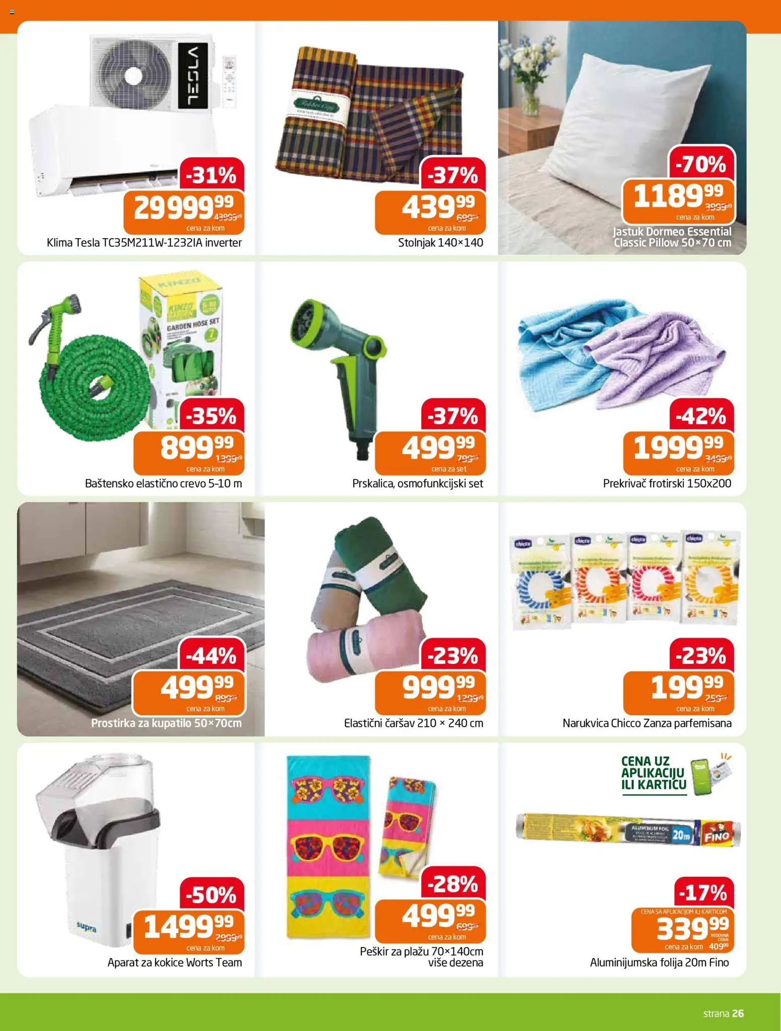 Gomex katalog - važi od 19.08.2026 | Strana: 26 | Proizvode: Kupatilo, Stolnjak, Peškir, Klima