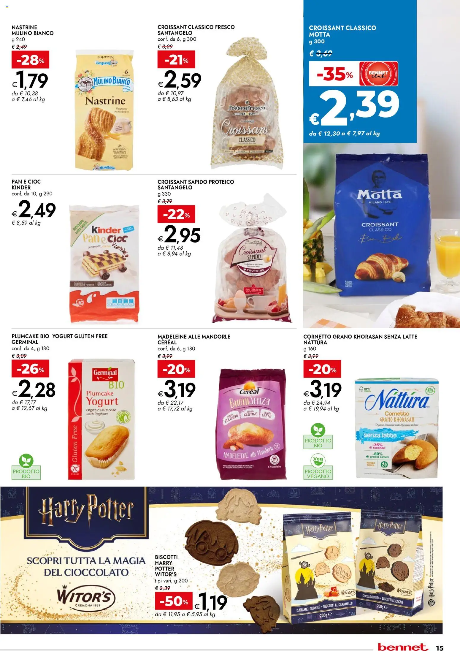 Volantino bennet del 03/09/2026 | Pagina: 15 | Prodotti: Biscotti, Latte, Pasta, Mandorle
