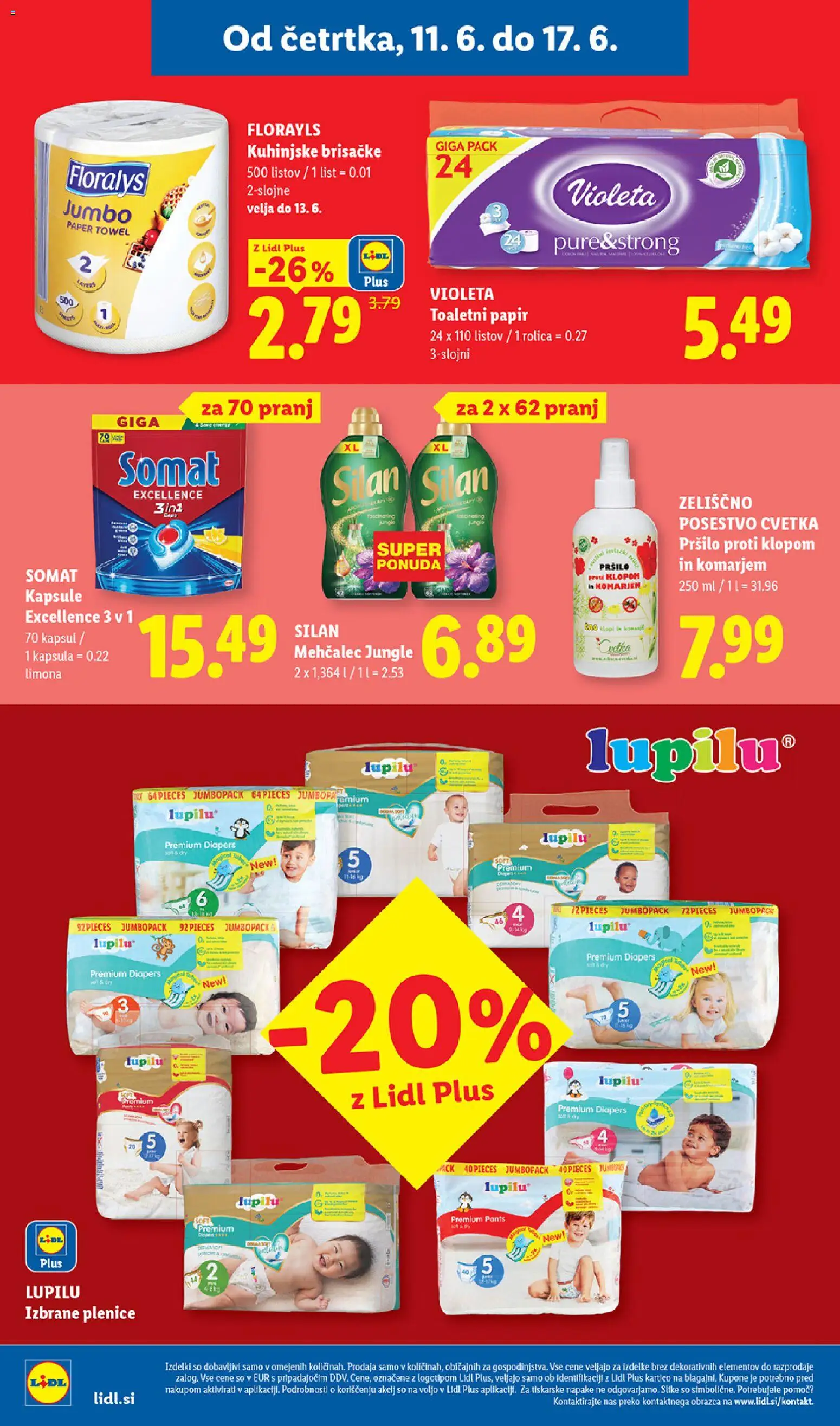 Novi Lidl katalog ponudbe – veljaven od 11.06.2026 | Stran: 28 | Izdelki: Plenice, Mehčalec, Toaletni papir, Limona