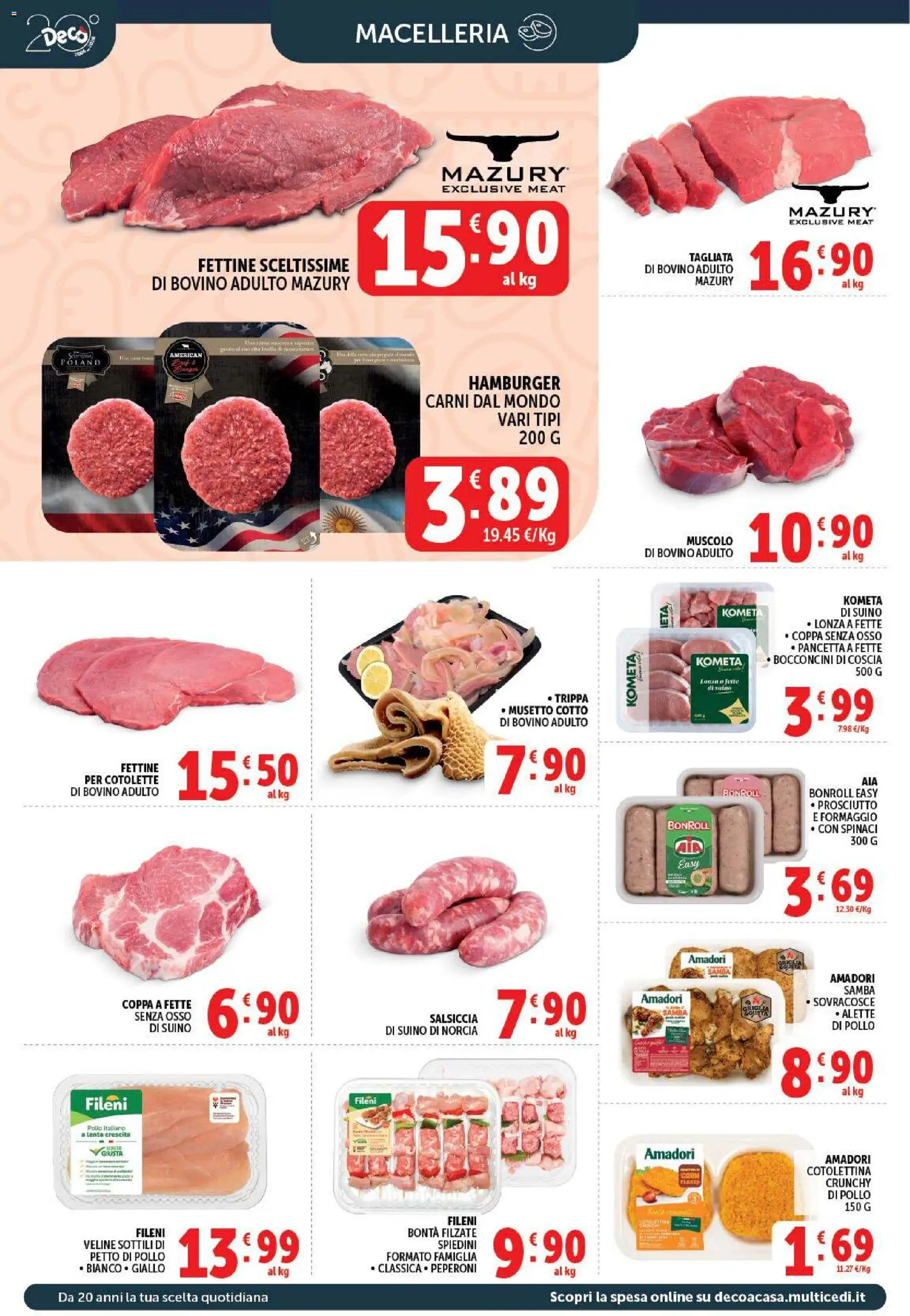 Volantino Decò del 21/07/2026 | Pagina: 6 | Prodotti: Bovino, Pancetta, Suino, Spiedini