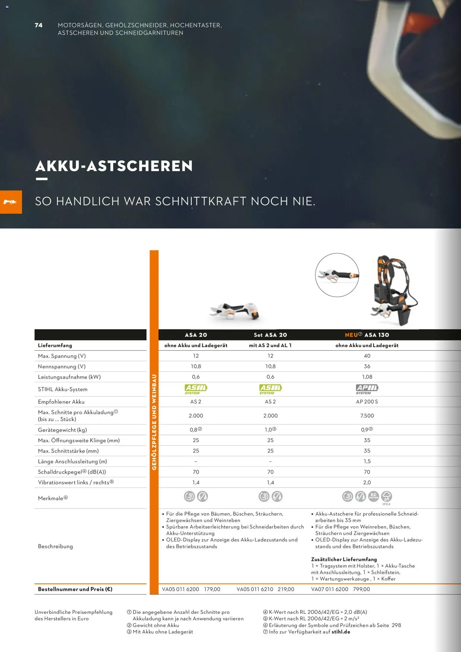 STIHL Katalog – gültig ab 01.01.2026 | Seite: 74 | Produkte: Gewicht, Koffer, Ladegerät