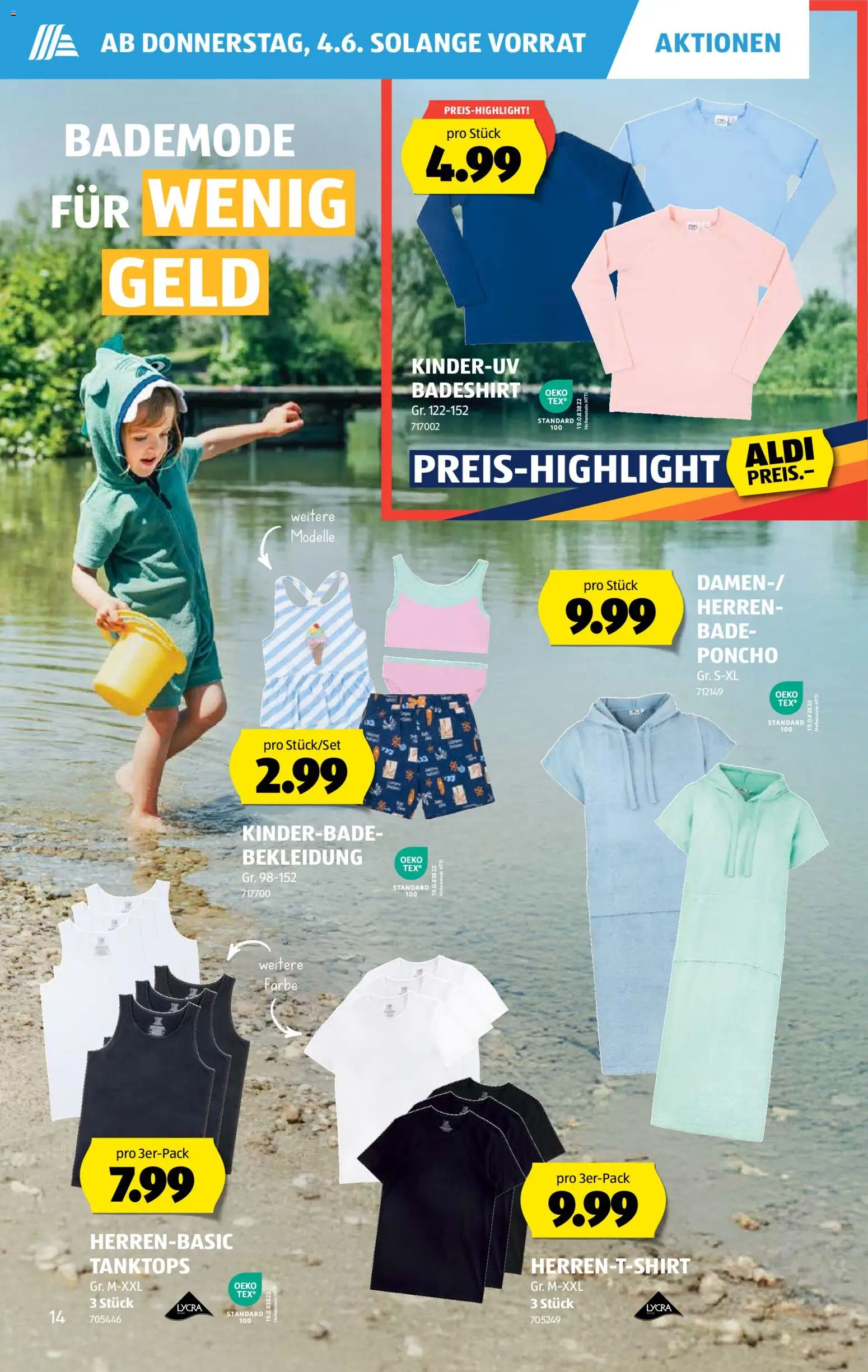 Aldi aktionen – gültig ab 04.06.2026 | Seite: 14 | Produkte: Bekleidung, Bademode, Tanktops, Poncho
