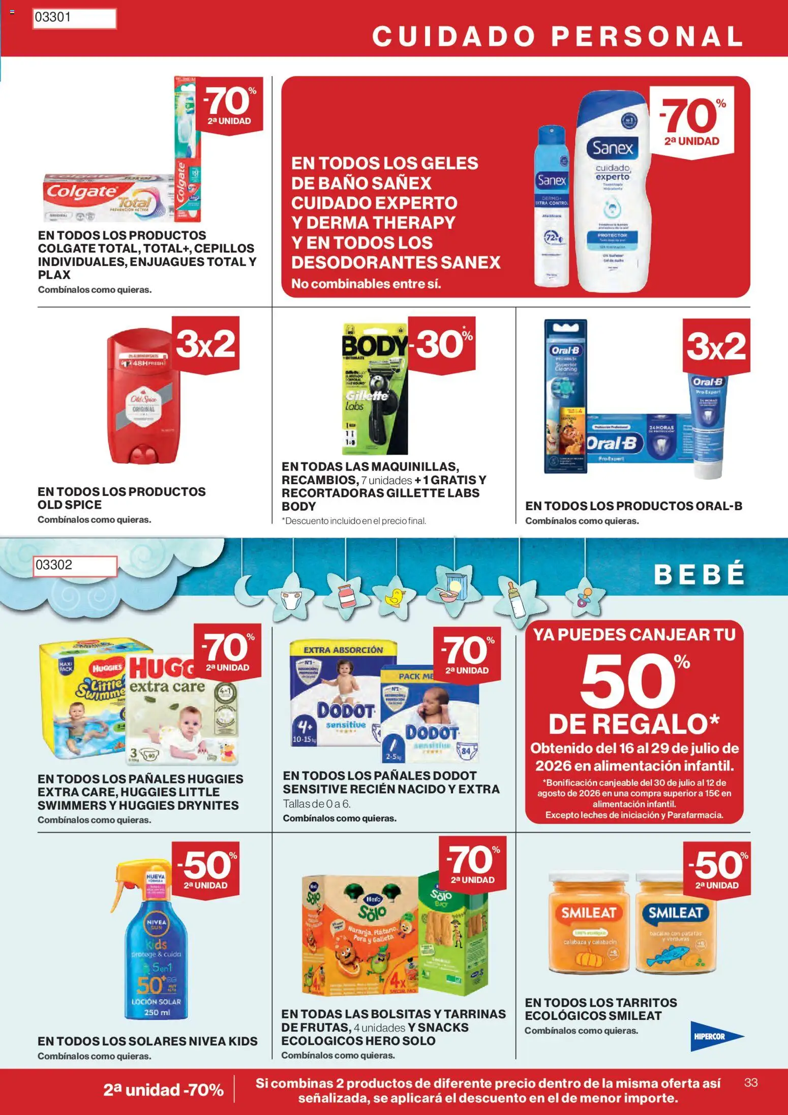 Hipercor catálogo │ válido desde el 30/07/2026 | Página: 33 | Productos: Calabacín, Πράσινο τσάι, Body, Baño