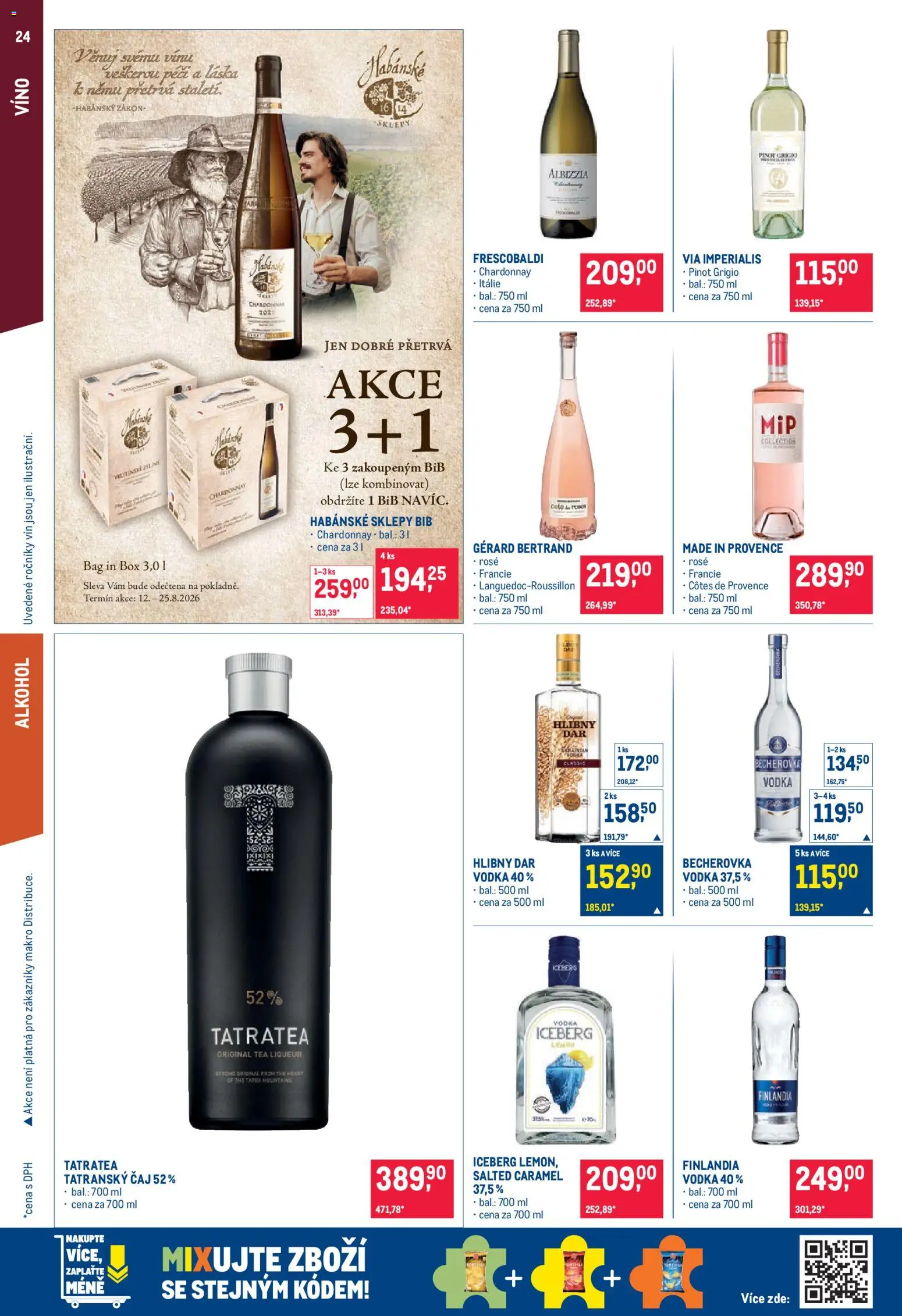 Makro leták - Pro milovníky jídla od 12.08.2026 | Strana: 24 | Produkty: Čaj, Vodka, Habánské sklepy, Tatratea