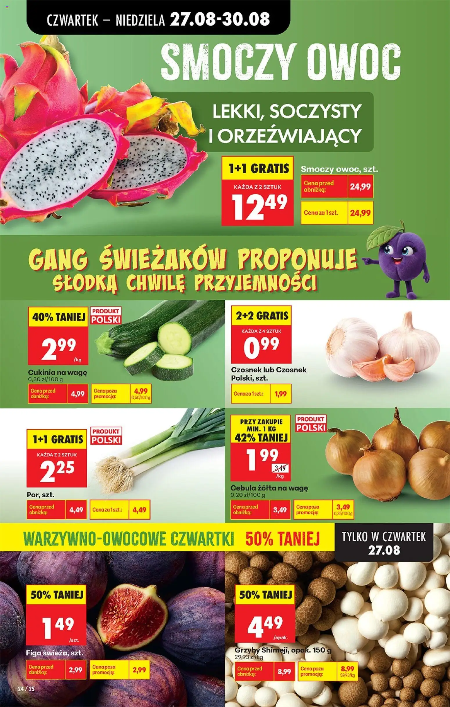 Biedronka gazetka od czwartku od 27.08.2026 | Strona: 28 | Produkty: Czosnek, Grzyby, Smoczy owoc, Por