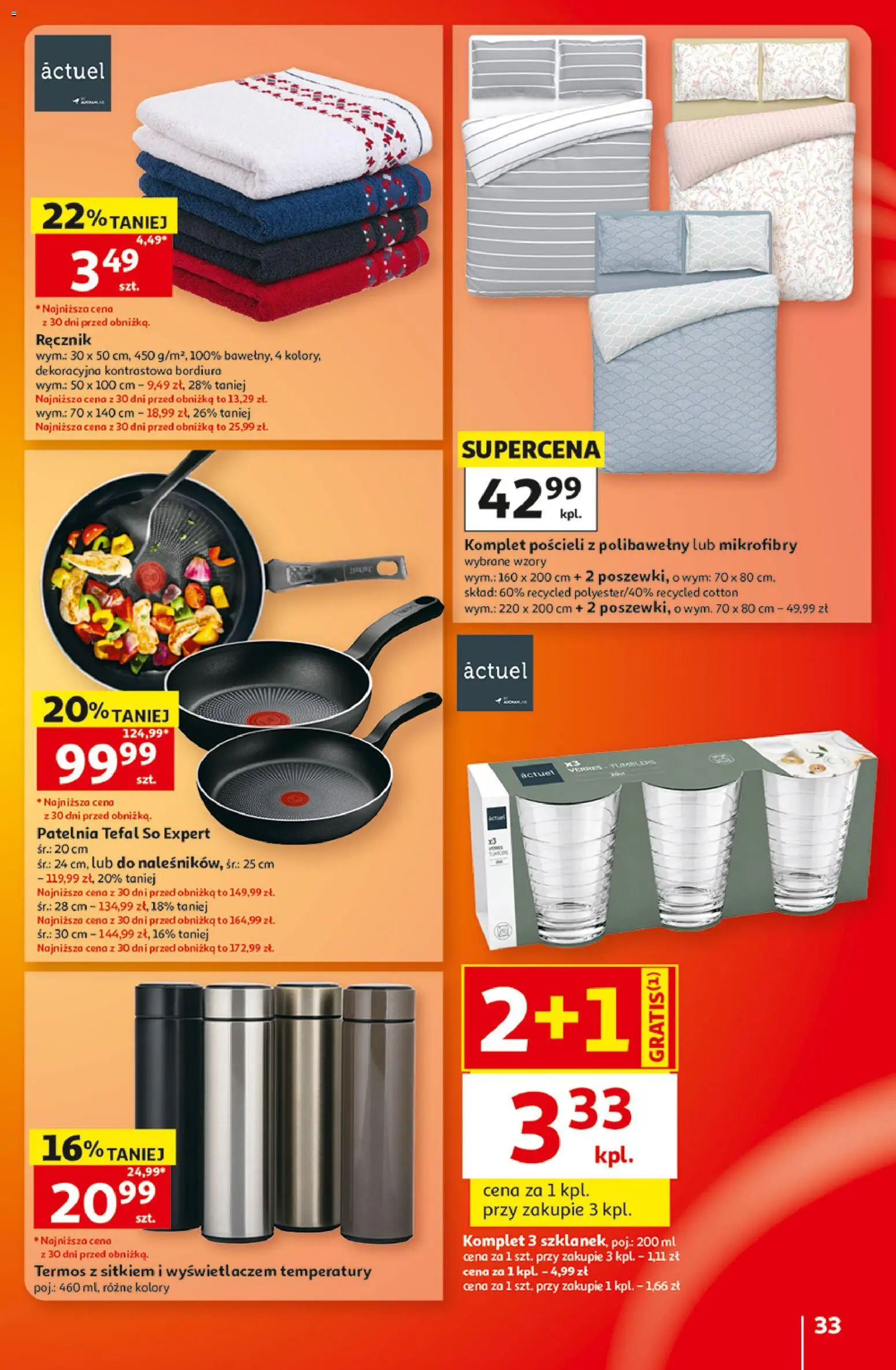 Auchan gazetka - Hipermarket od 22.10.2026 | Strona: 33 | Produkty: Patelnia tefal, Patelnia, Tefal, Termos