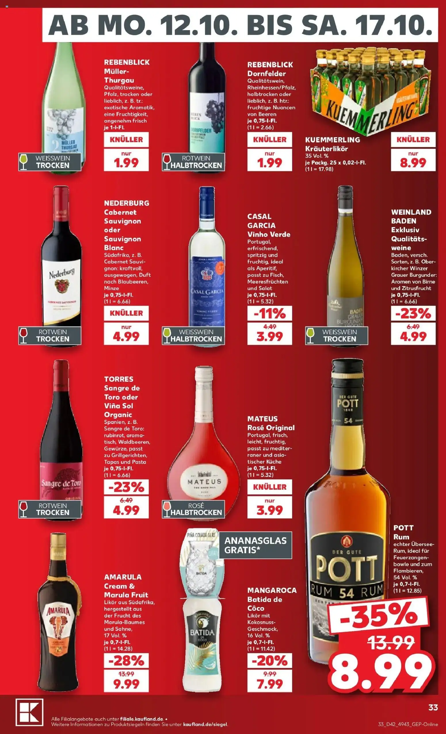 Prospekt Kaufland ab 12.10.2026 » Angebote Online zum Blättern | Seite: 37 | Produkte: Rotwein, Likör, Duft, Birne