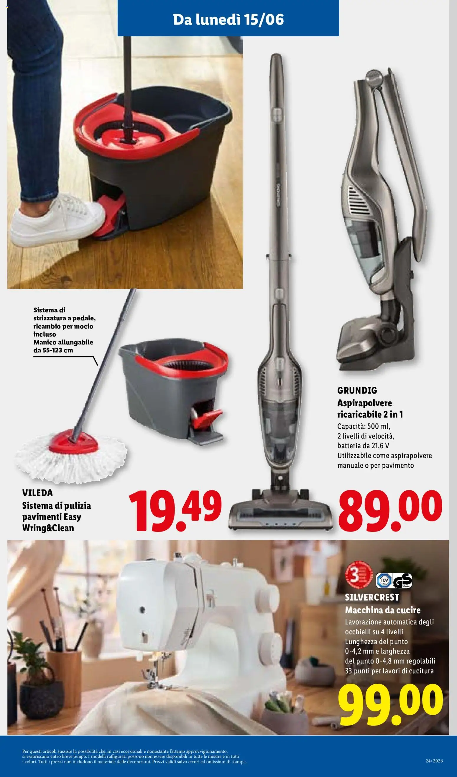 Volantino Lidl del 11.06.2026 | Pagina: 35 | Prodotti: Pavimento, Aspirapolvere, Macchina da cucire, Batteria