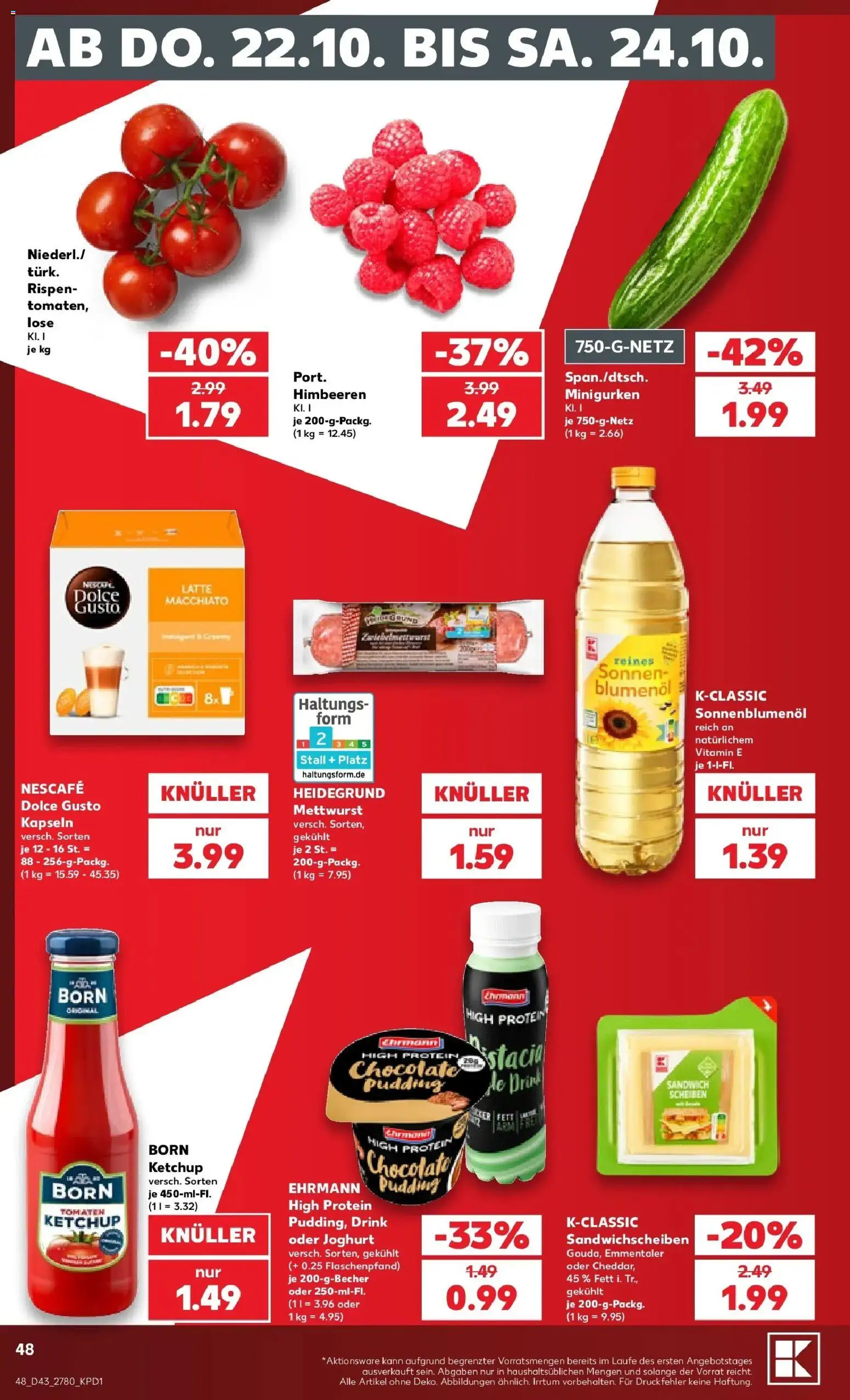 Prospekt Kaufland ab 19.10.2026 » Angebote Online zum Blättern | Seite: 52 | Produkte: Tomaten, Pudding, Ketchup, Dolce gusto