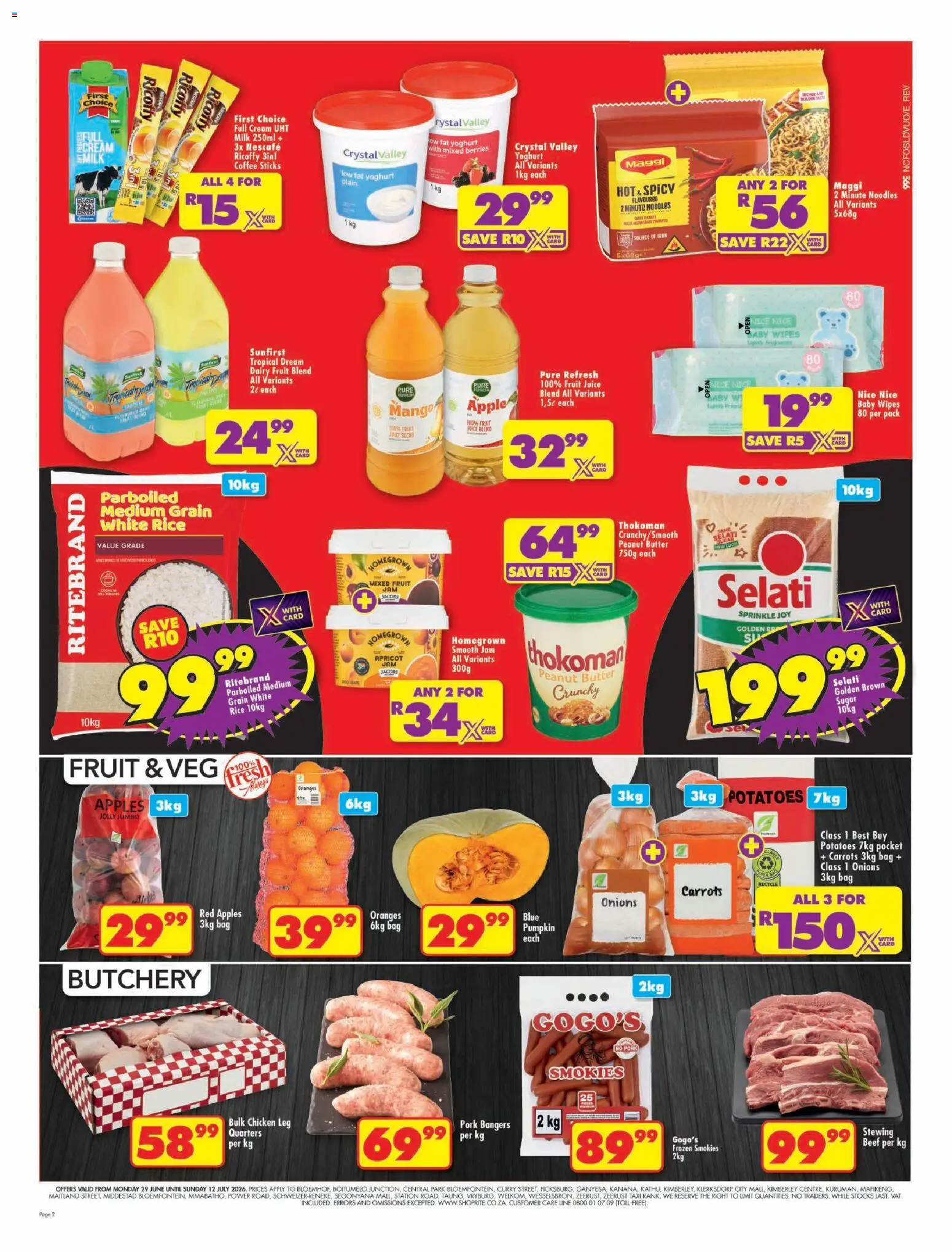 New Shoprite catalogue – valid from 29/06/2026 | Page: 2 | Products: Iron, Cream, Fruit, Sugar