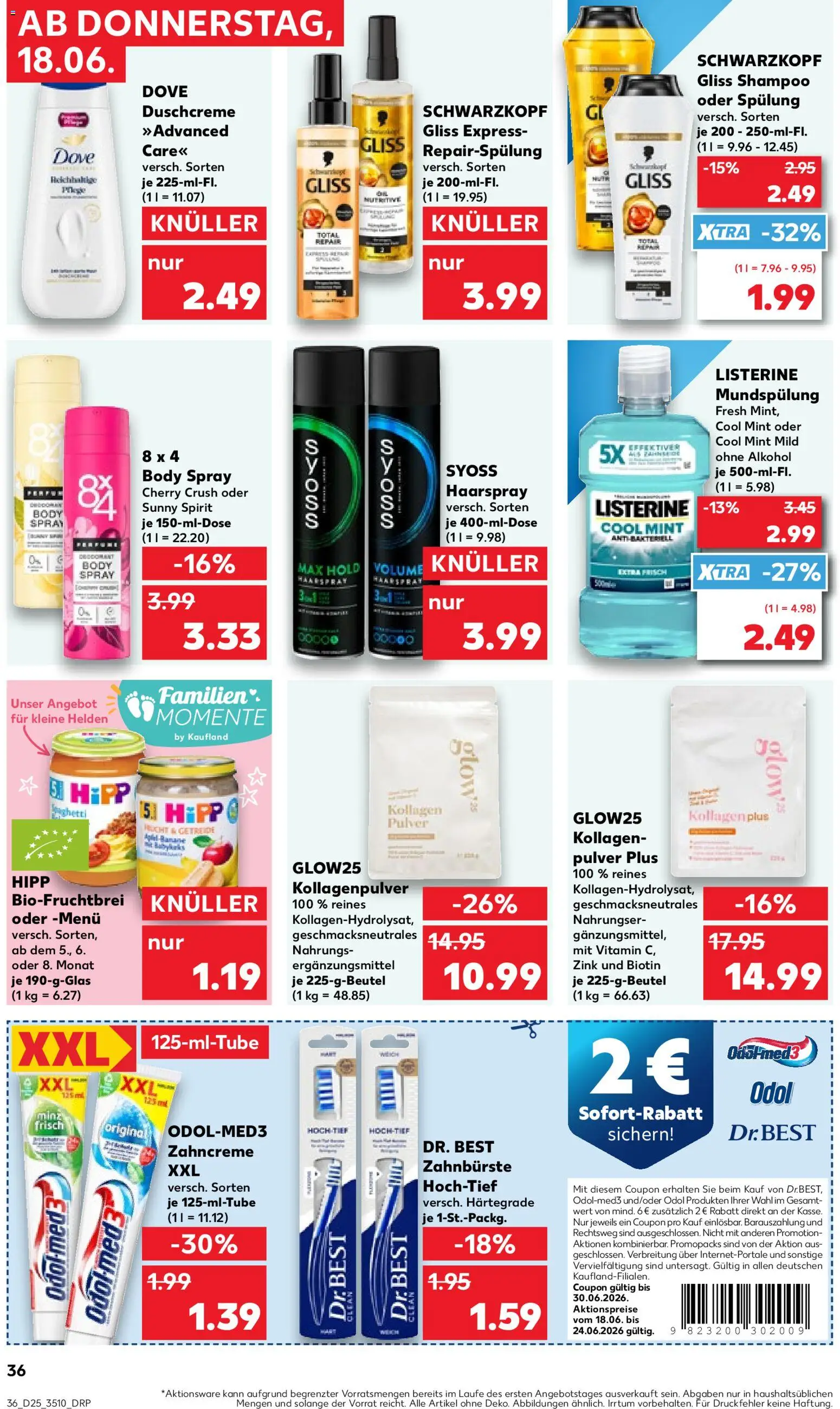 Kaufland Prospekt Leipzig – gültig ab 18.06.2026 | Seite: 36 | Produkte: Spülung, Zahnbürste, Duschcreme, Listerine