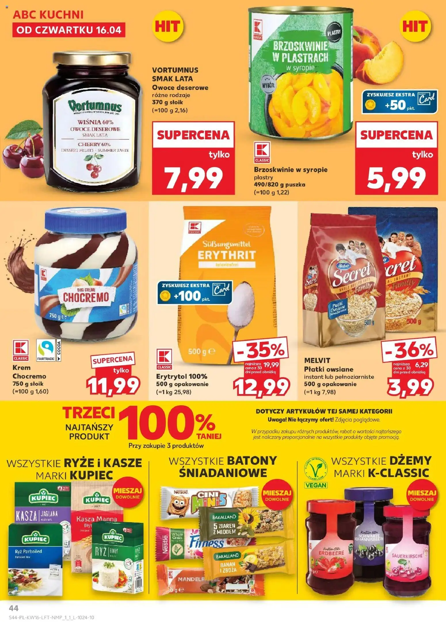 Kaufland gazetka od 16.04.2026 | Strona: 44 | Produkty: Kasza, Banan, Brzoskwinie, Płatki