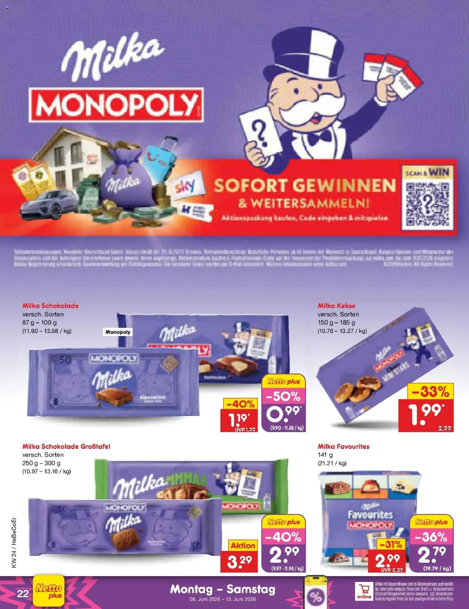 Netto Marken-Discount Prospekt Kremmen – gültig ab 08.06.2026 | Seite: 36 | Produkte: Schokolade, Milka schokolade, Milka, Kekse